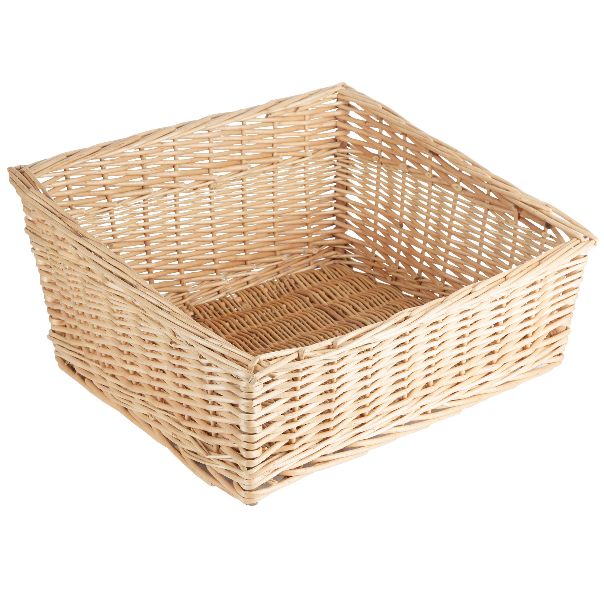 Light Rectangular Wicker Display Basket 17" x 18" Slant Top