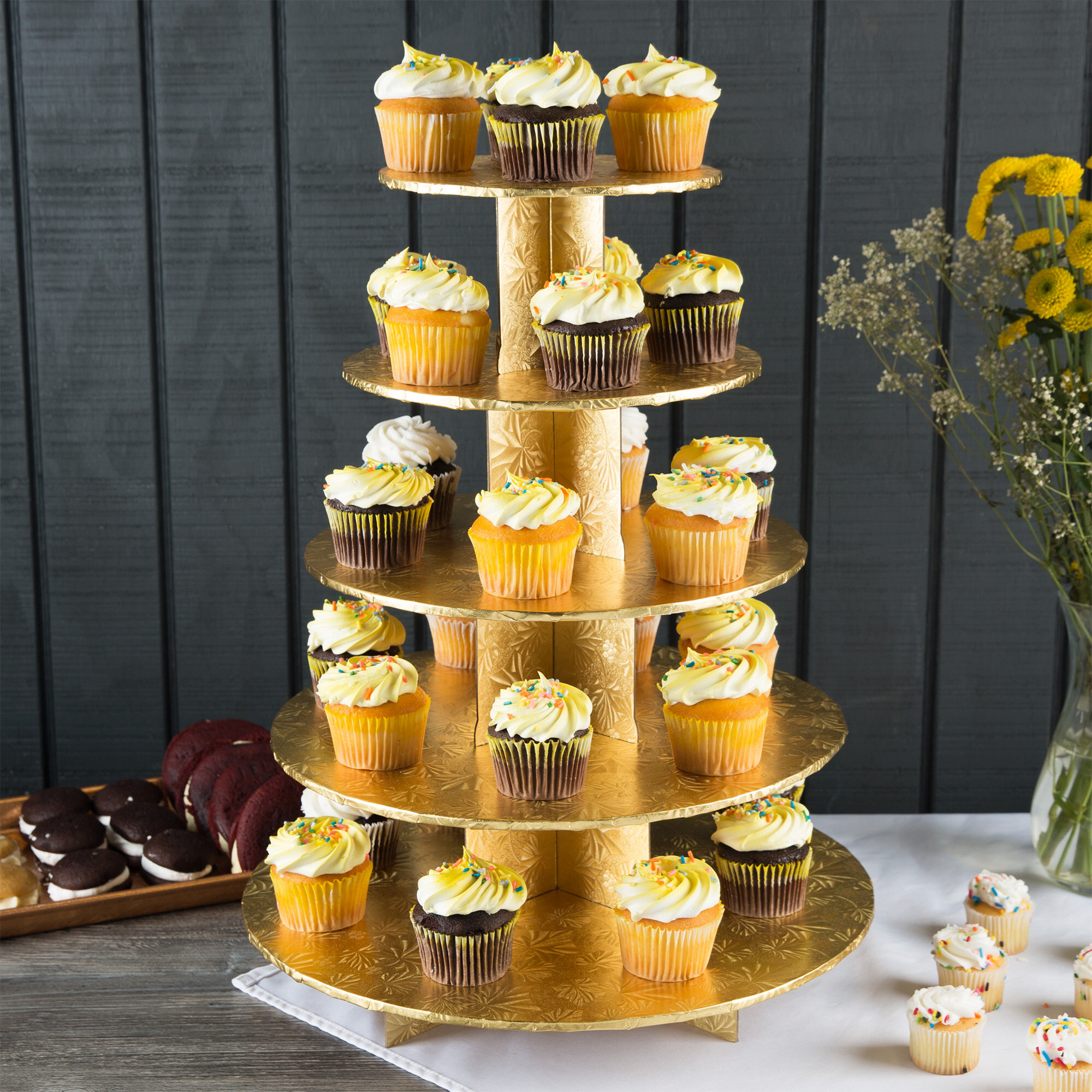 Enjay CS5TGOLD 5Tier Disposable Gold Cupcake Treat Stand