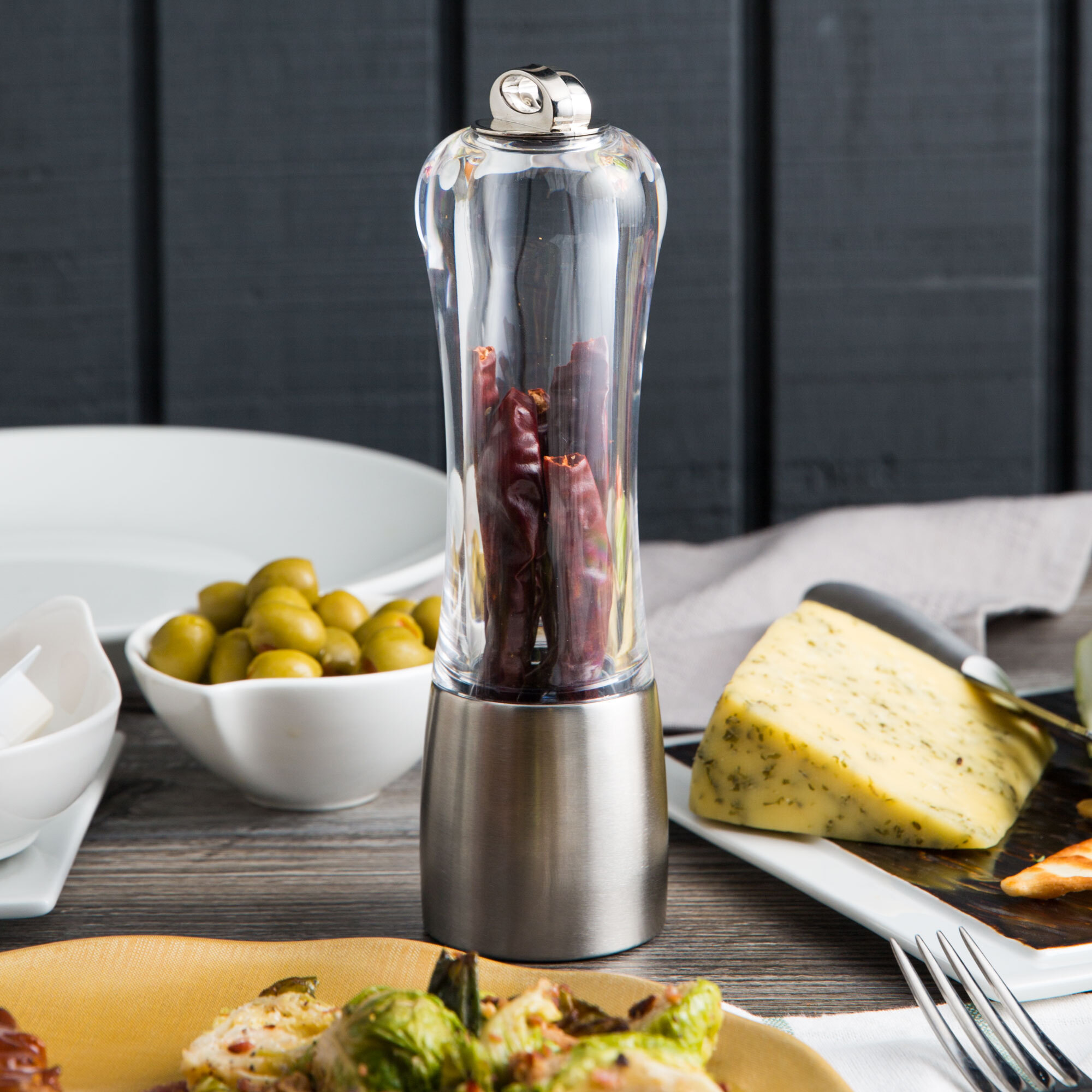 American Metalcraft PMG9 4 oz. Stainless Steel Fine/Coarse Chili Pepper