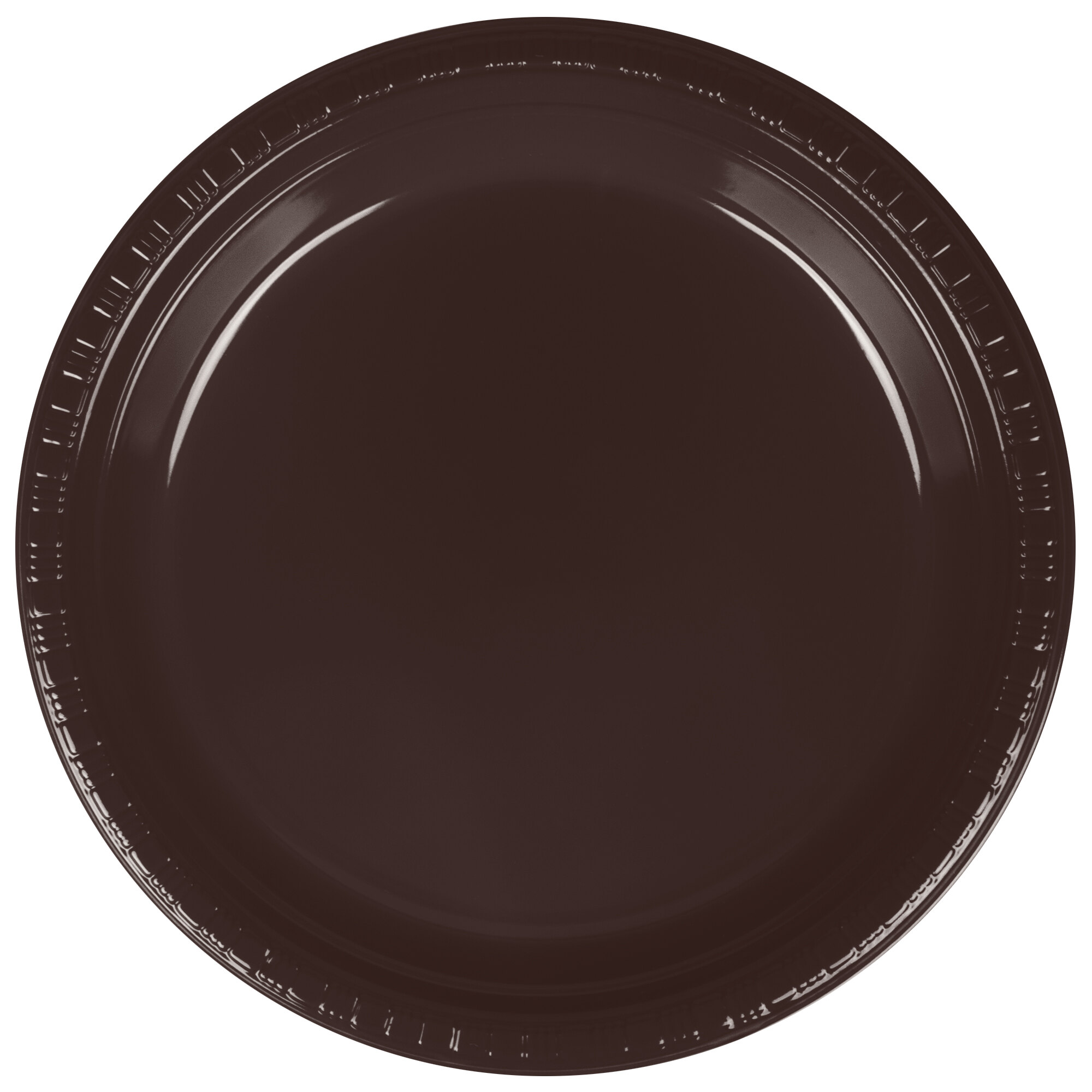Creative Converting 28303821 9" Chocolate Brown Plastic Plate 20/Pack