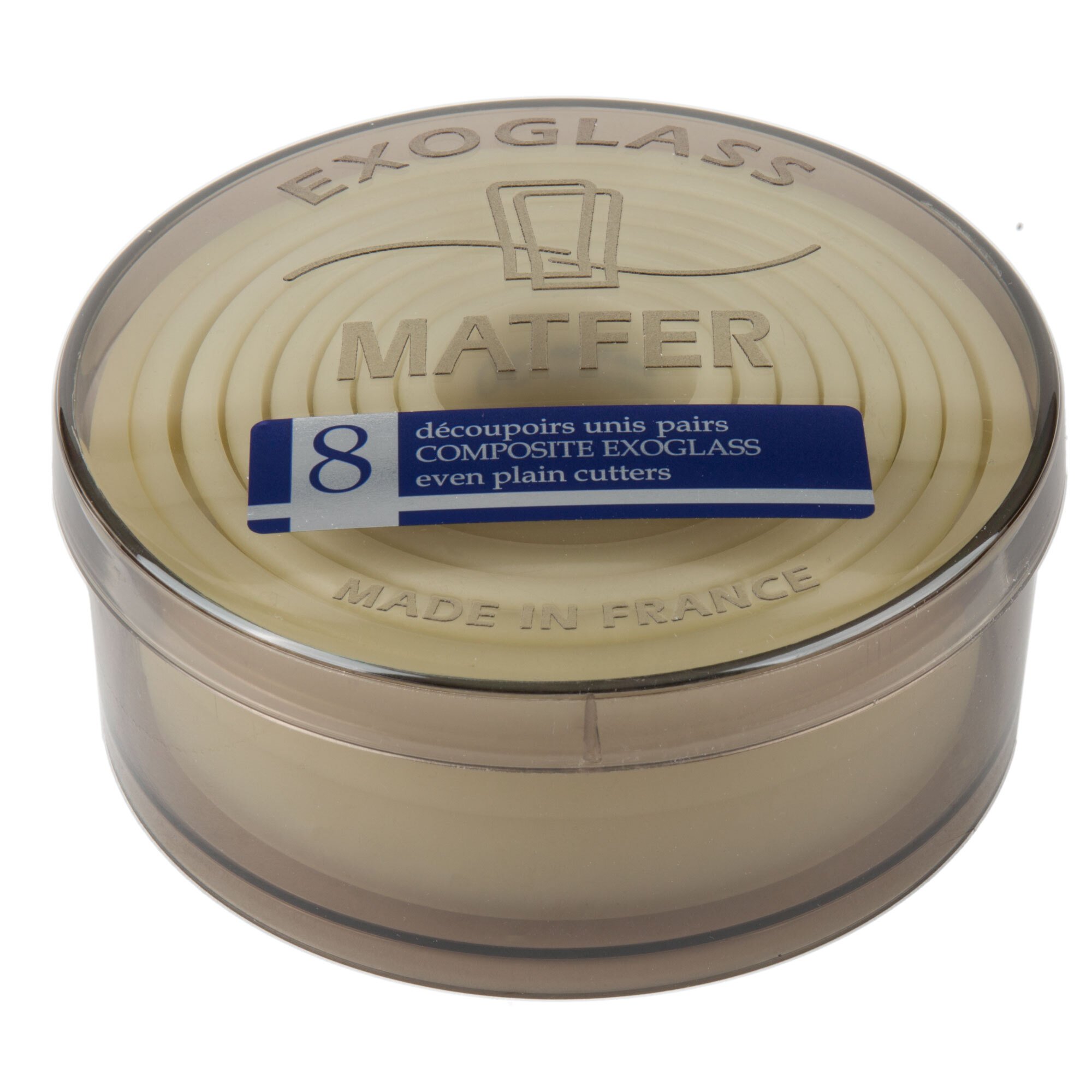 Matfer Bourgeat 150103 8Piece Exoglass Round NonStick Plain Pastry Cutter Set