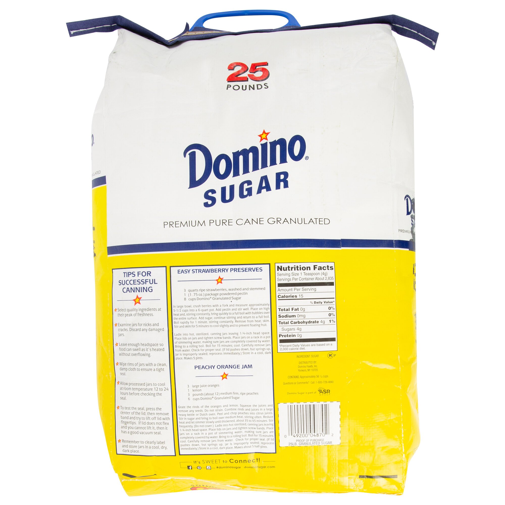 Domino Pure Cane Granulated Sugar 25 Lb