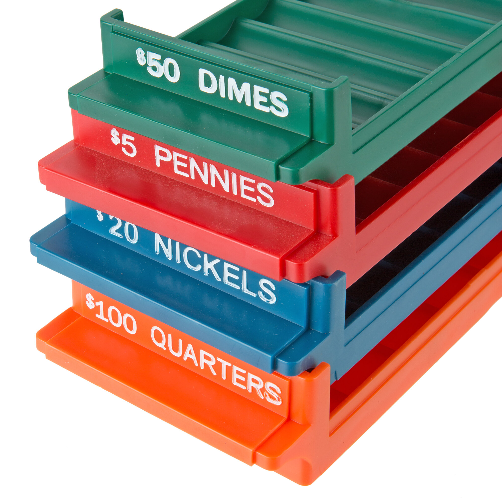 MMF Industries 212080000 PortaCount Assorted Plastic Rolled Coin Storage Trays 4/Pack
