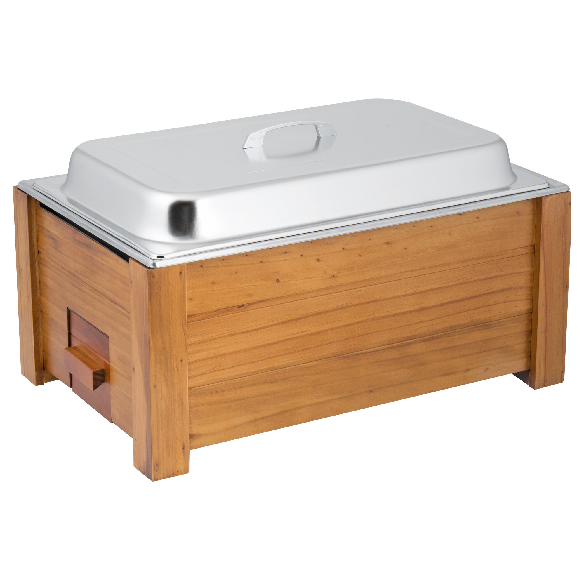 Choice 8.3 Qt. Full Size Wood Chafer with Pine Wood Stand and Stainless ...