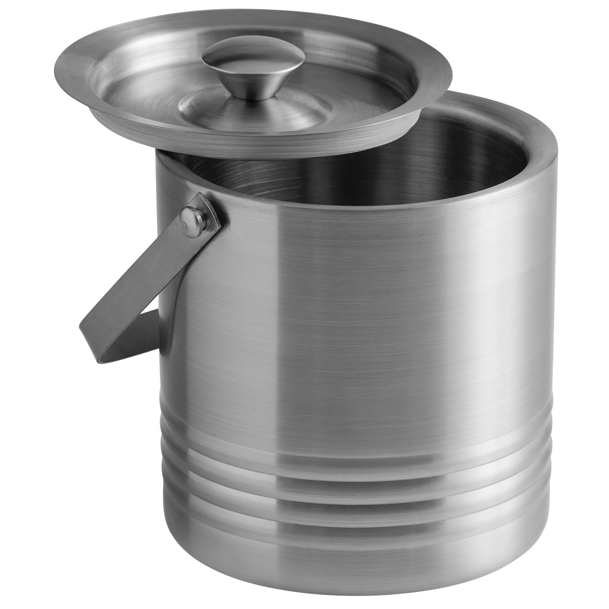 Tablecraft RIB76 Double Wall Stainless Steel 1.8 Qt. Ice Bucket with Lid
