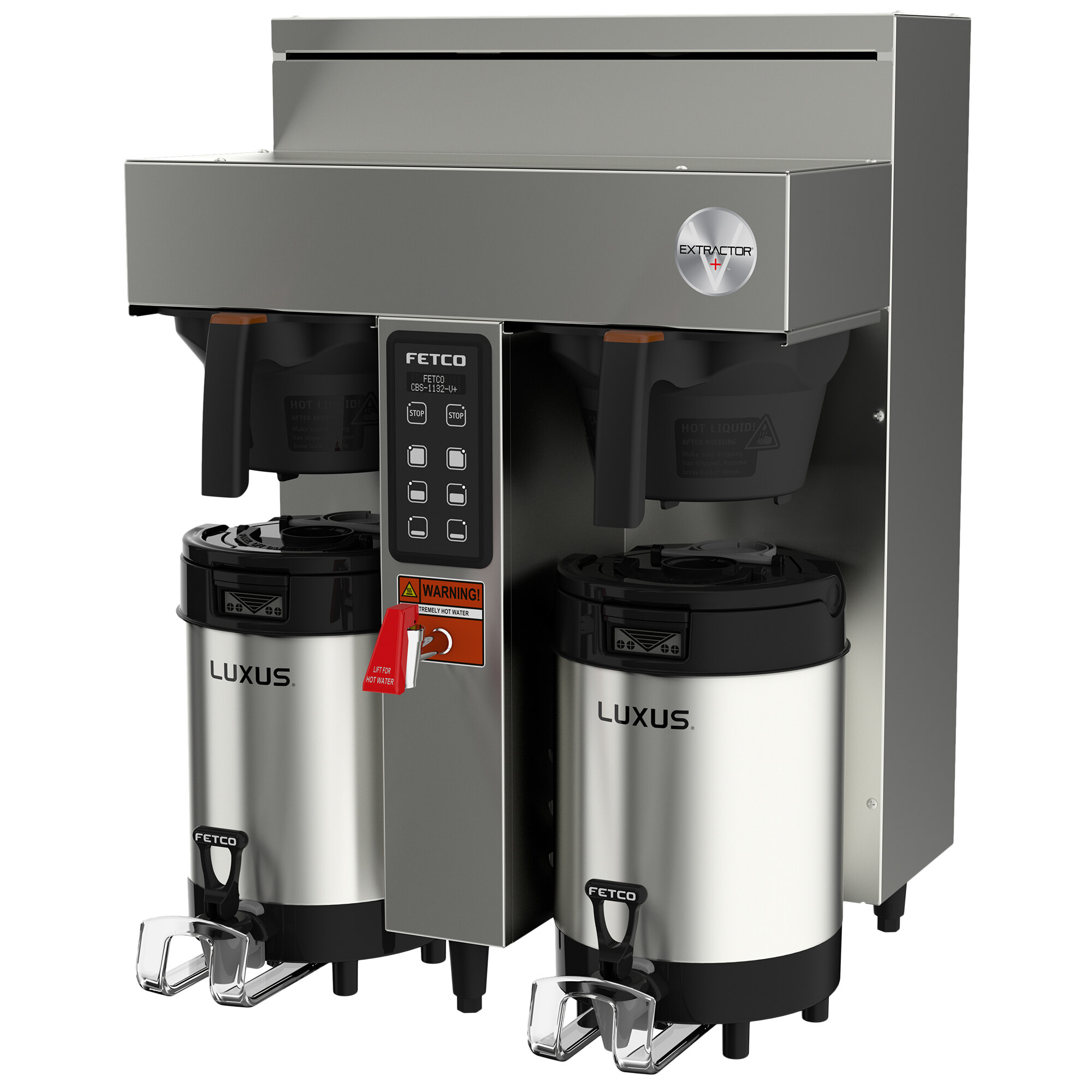 Fetco CBS1132V+ E113252 Extractor V+ Series Stainless Steel Twin Automatic Coffee Brewer 240V