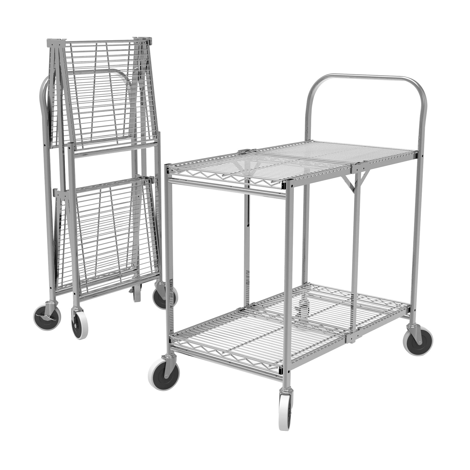 Luxor WSCC2 2 Shelf Collapsible Wire Utility Cart