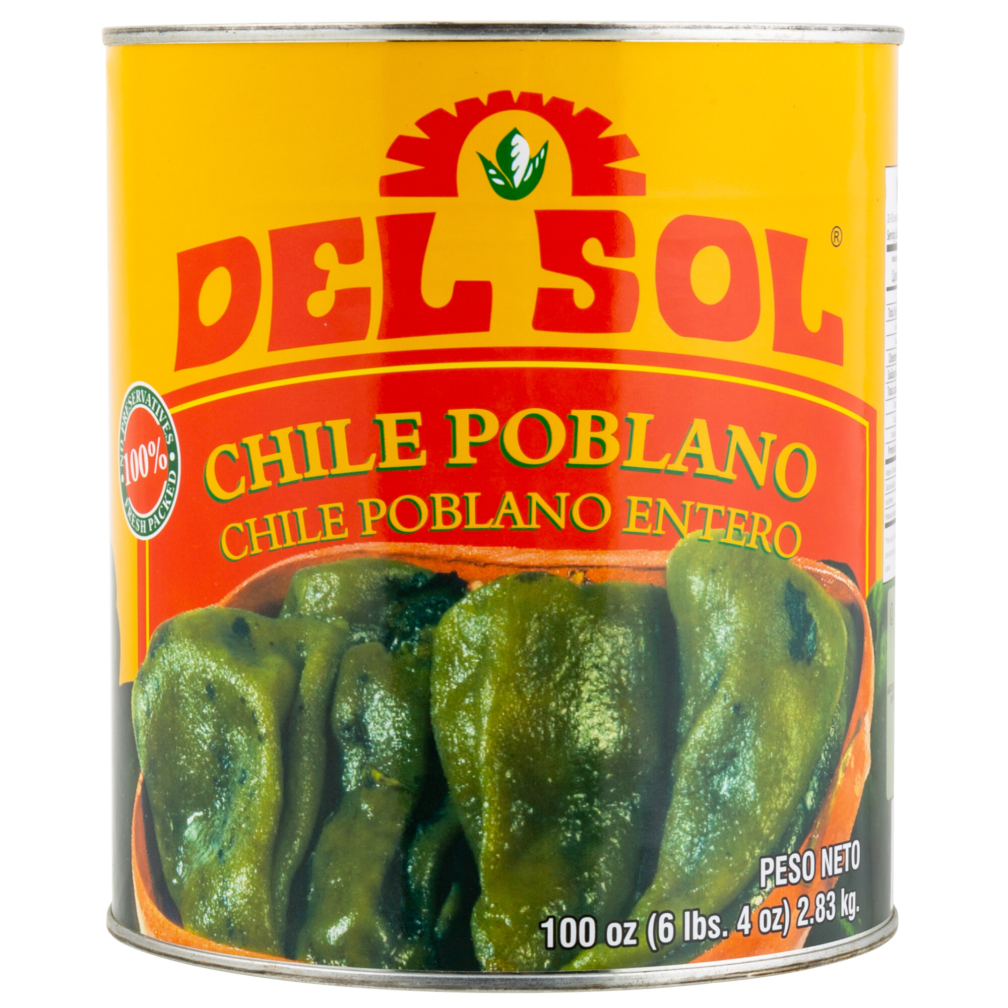 Del Sol 10 Can Whole Poblano Peppers