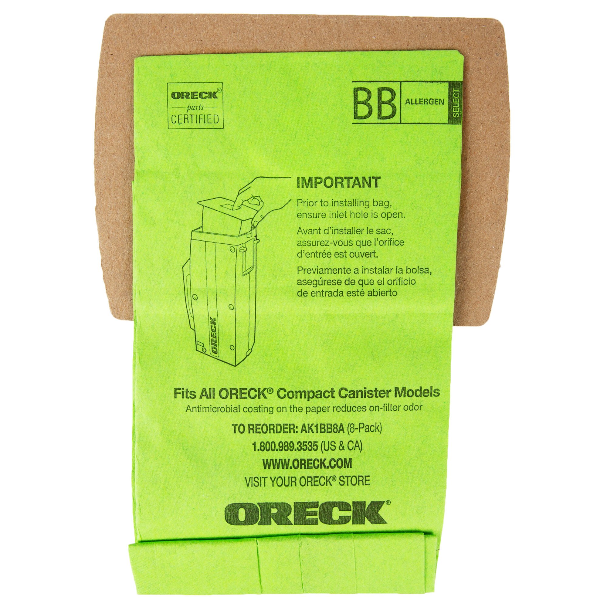 Oreck AK1BB8A Vacuum Bag for BB900DGR Canister Vacuum Cleaner 8/Pack