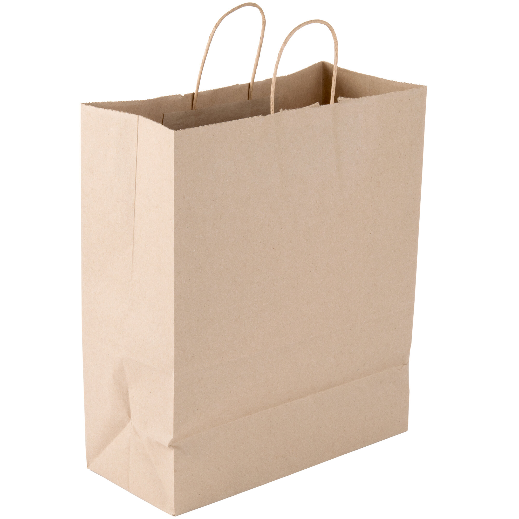 Download Duro Traveler 13" x 6" x 15 3/4" Brown Shopping Bag with Handles - 250/Bundle