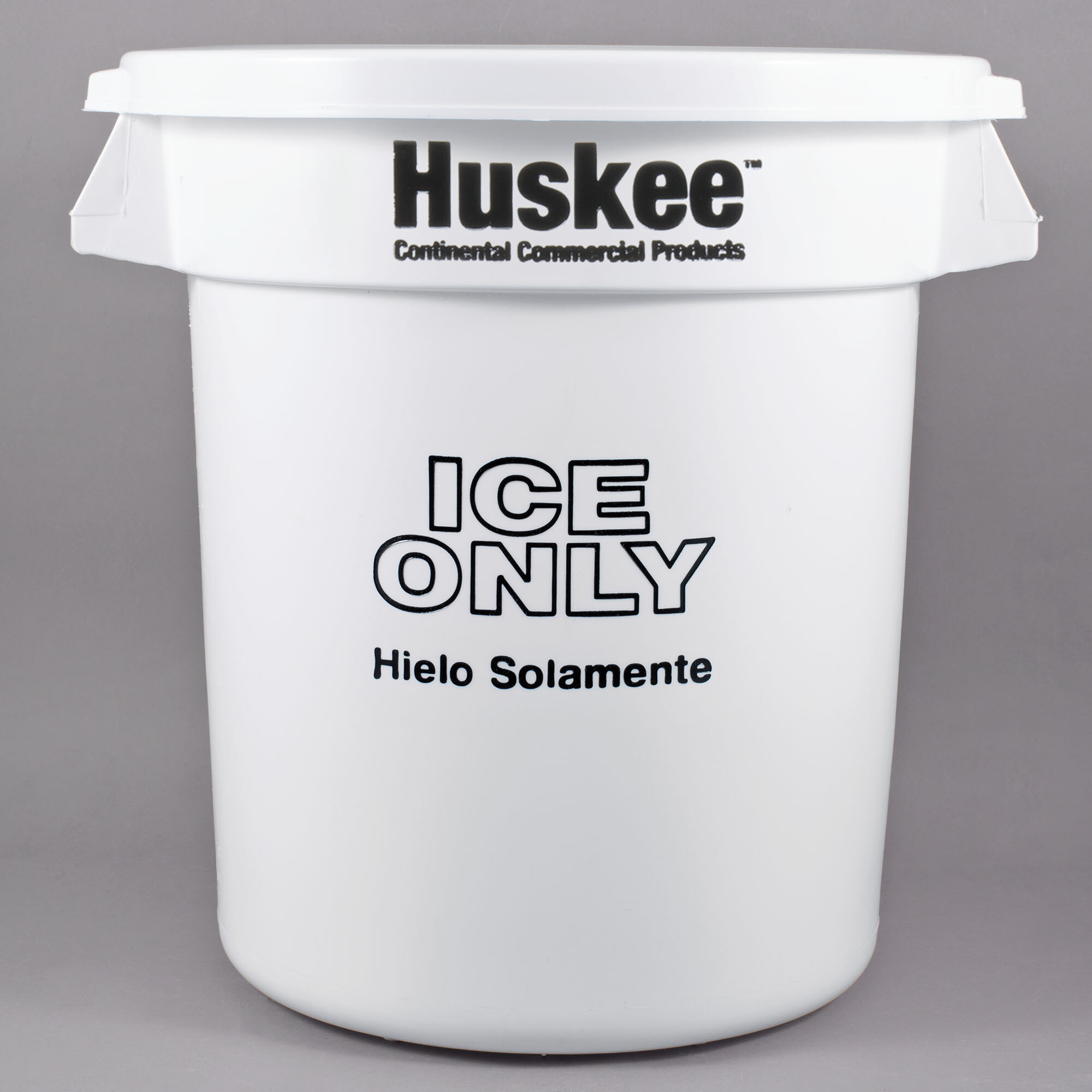 Continental 1001ICE Huskee 10 Gallon White "Ice Only" Ice Bucket with Lid