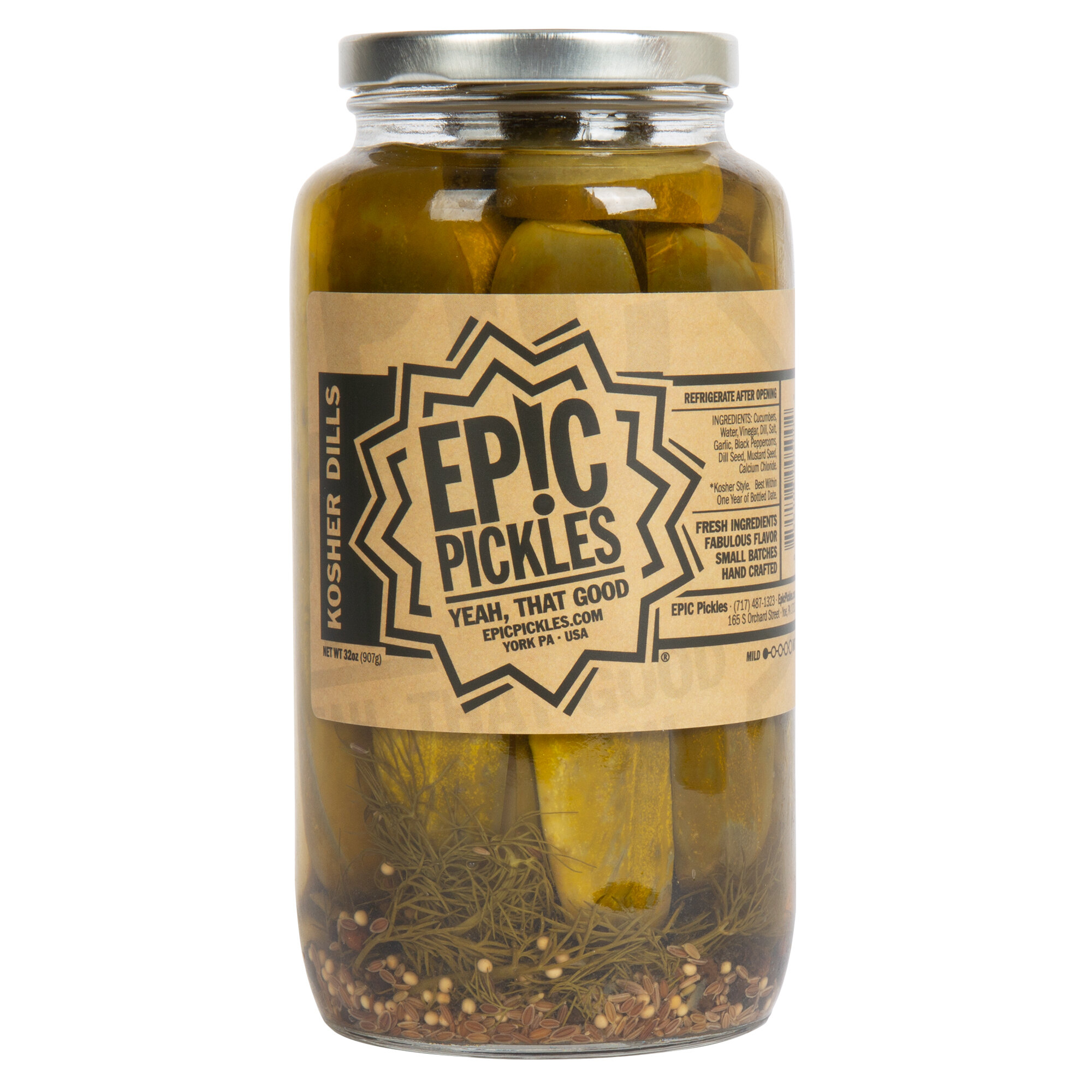 Epic Pickles 32 oz. Kosher Style Dill Pickle Spears 12/Case