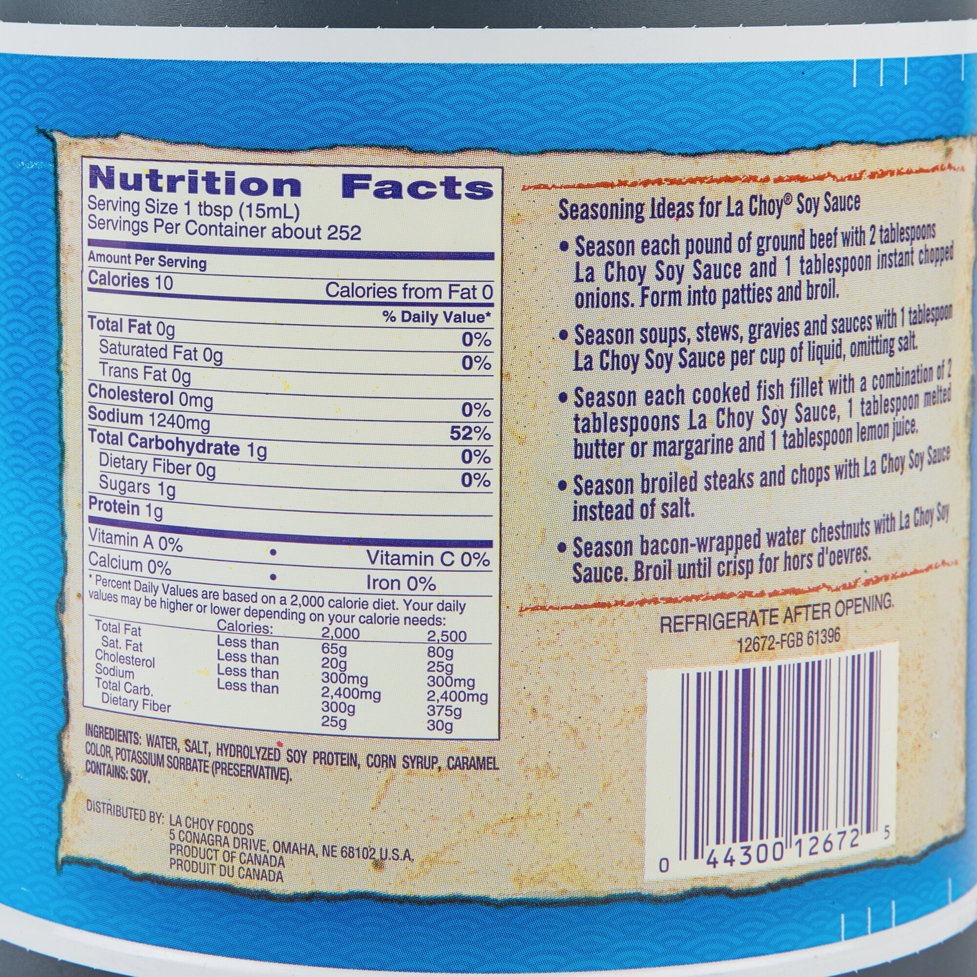 La Choy Soy Sauce, 1 Gallon Container