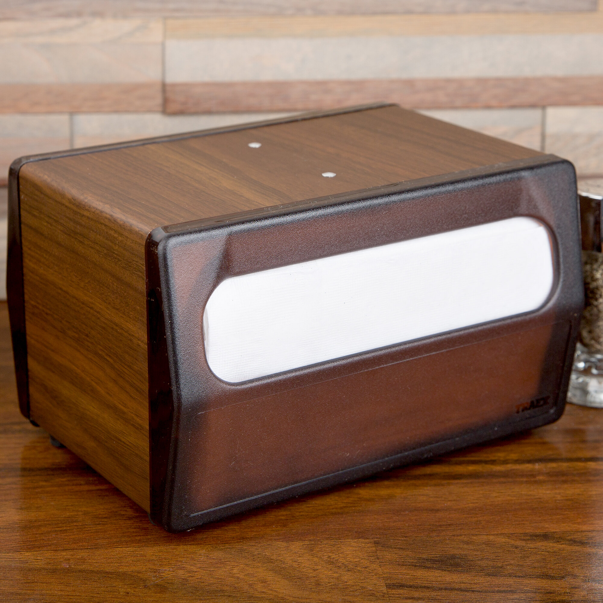 Vollrath 551512 Walnut Two Sided Tabletop Minifold Napkin Dispenser