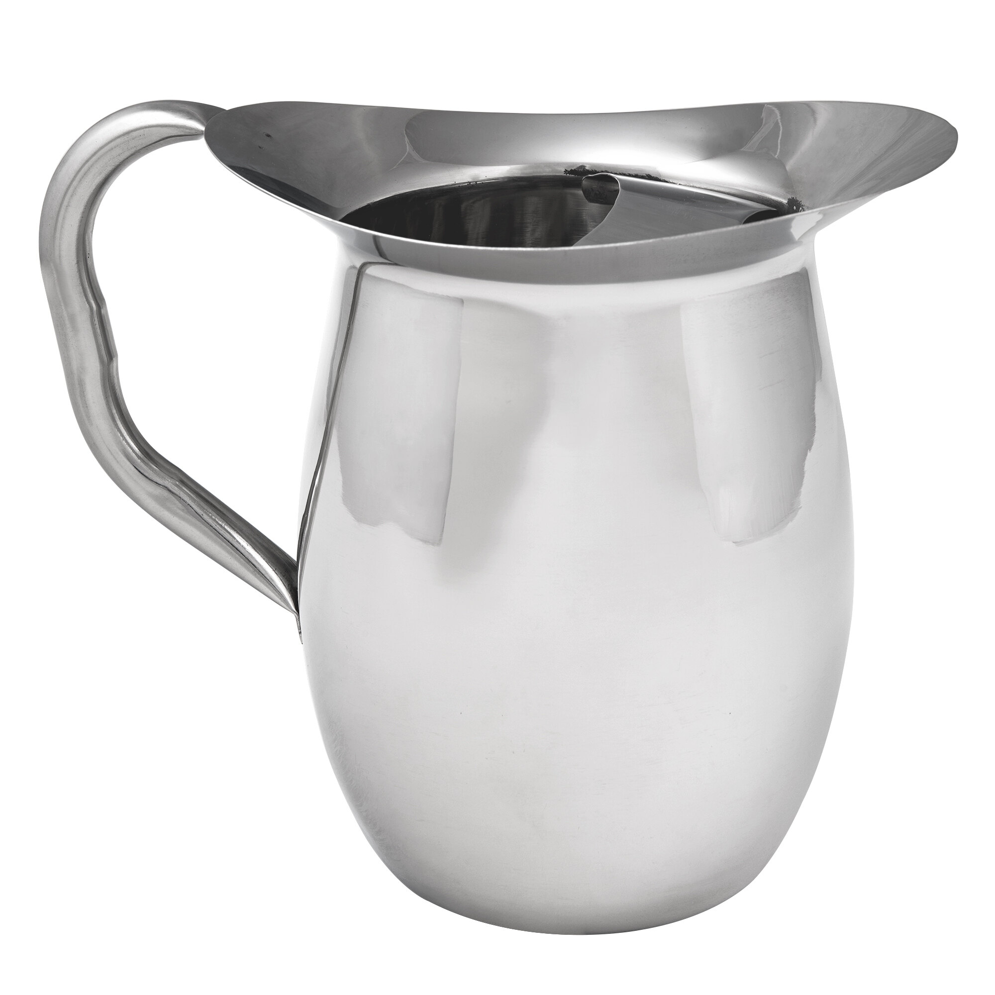 Choice 96 oz. Smooth Stainless Steel Bell Pitcher with Ice Guard