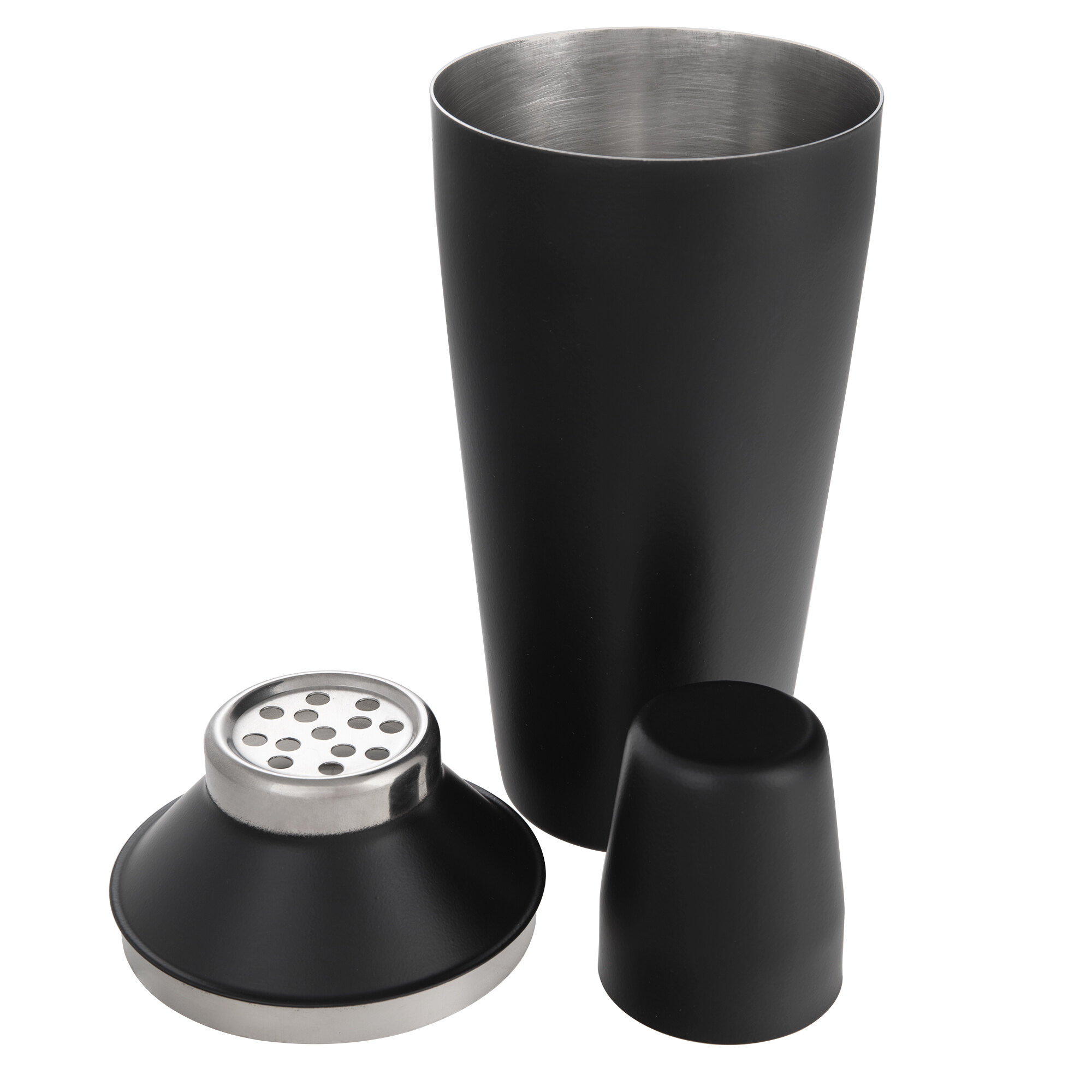 Choice 28 oz. Matte Black 3Piece Cobbler Cocktail Shaker