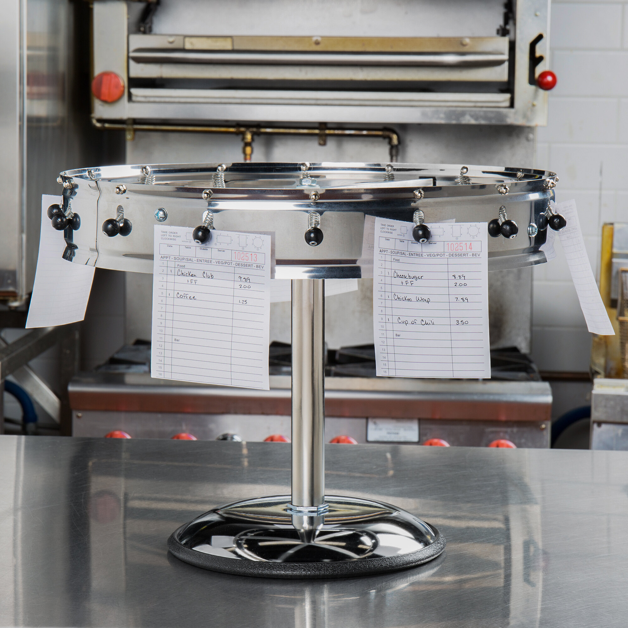 Choice Stainless Steel Order Wheel / Ticket Holder 16 Clips with