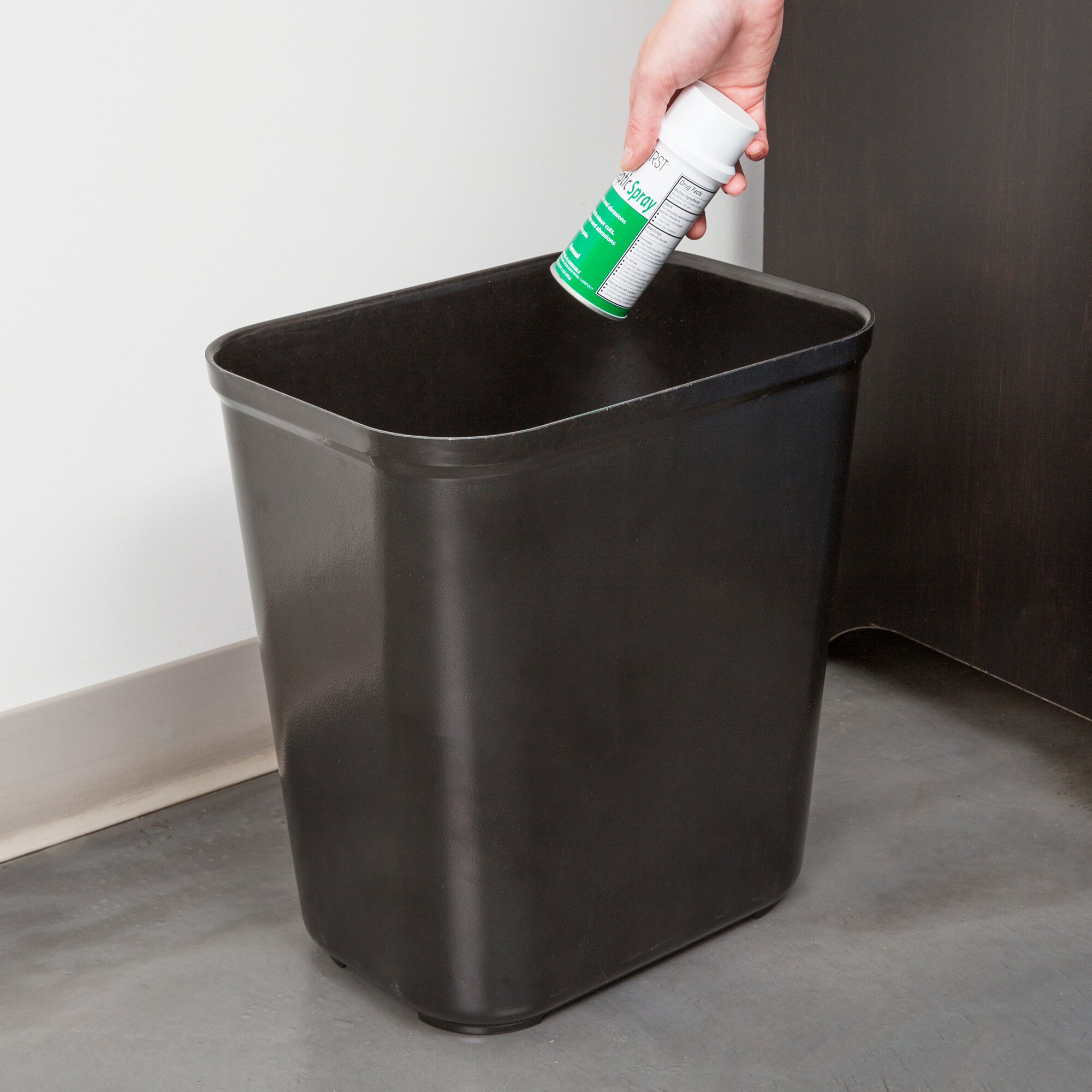 Rubbermaid FG254300BLA 28 Qt. / 7 Gallon Black Rectangular Fire Resistant Medical Wastebasket