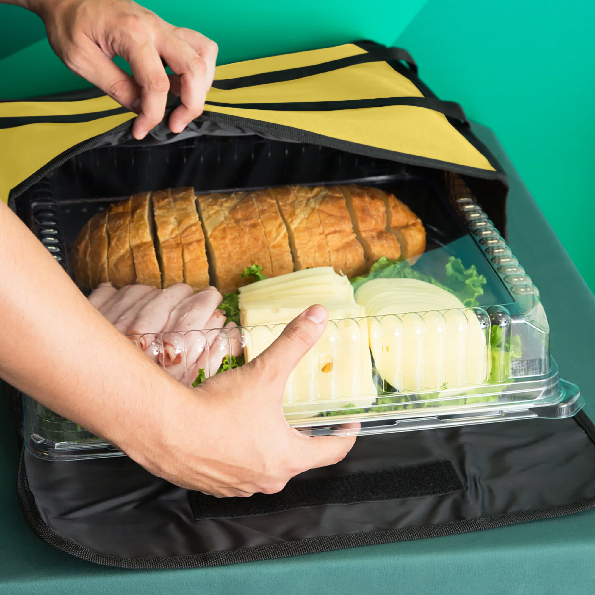 Choice Insulated Deli Tray / Party Platter Bag, Yellow Nylon, 18" x 18