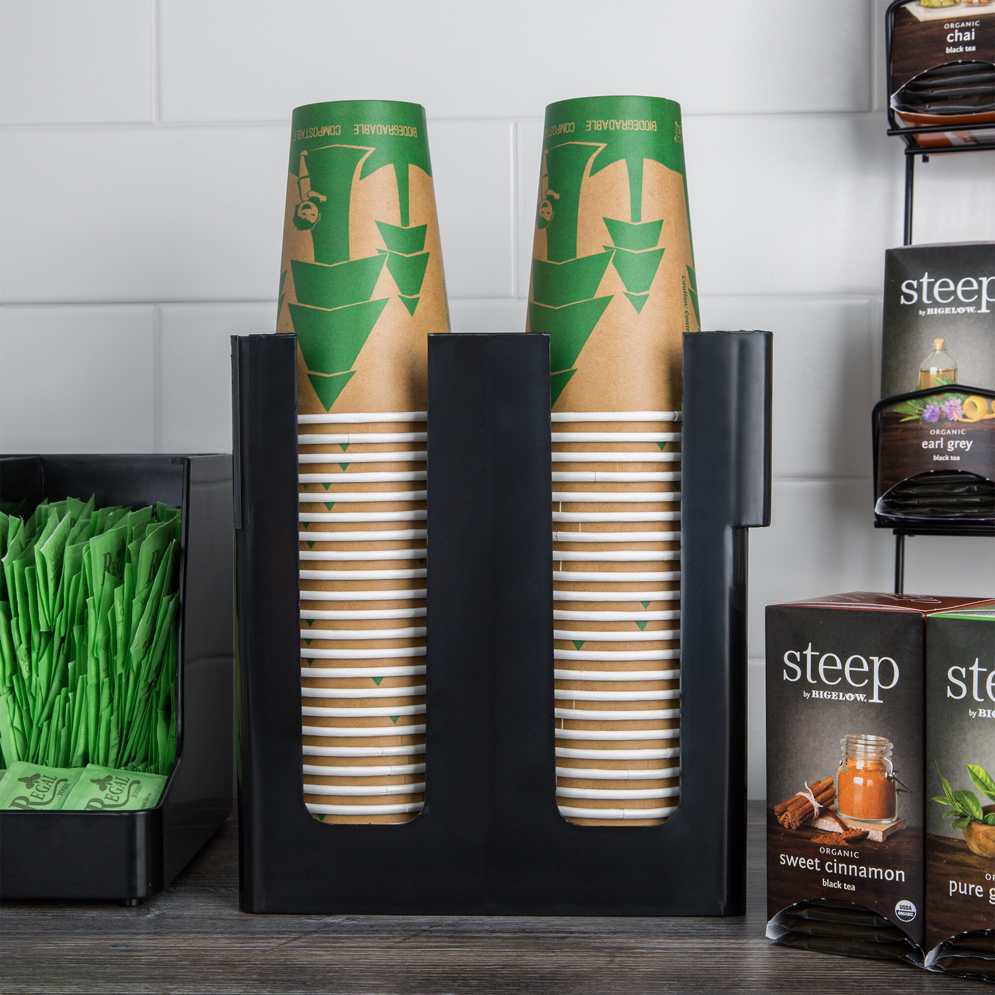 Choice Black 2Section Countertop Cup and Lid Organizer