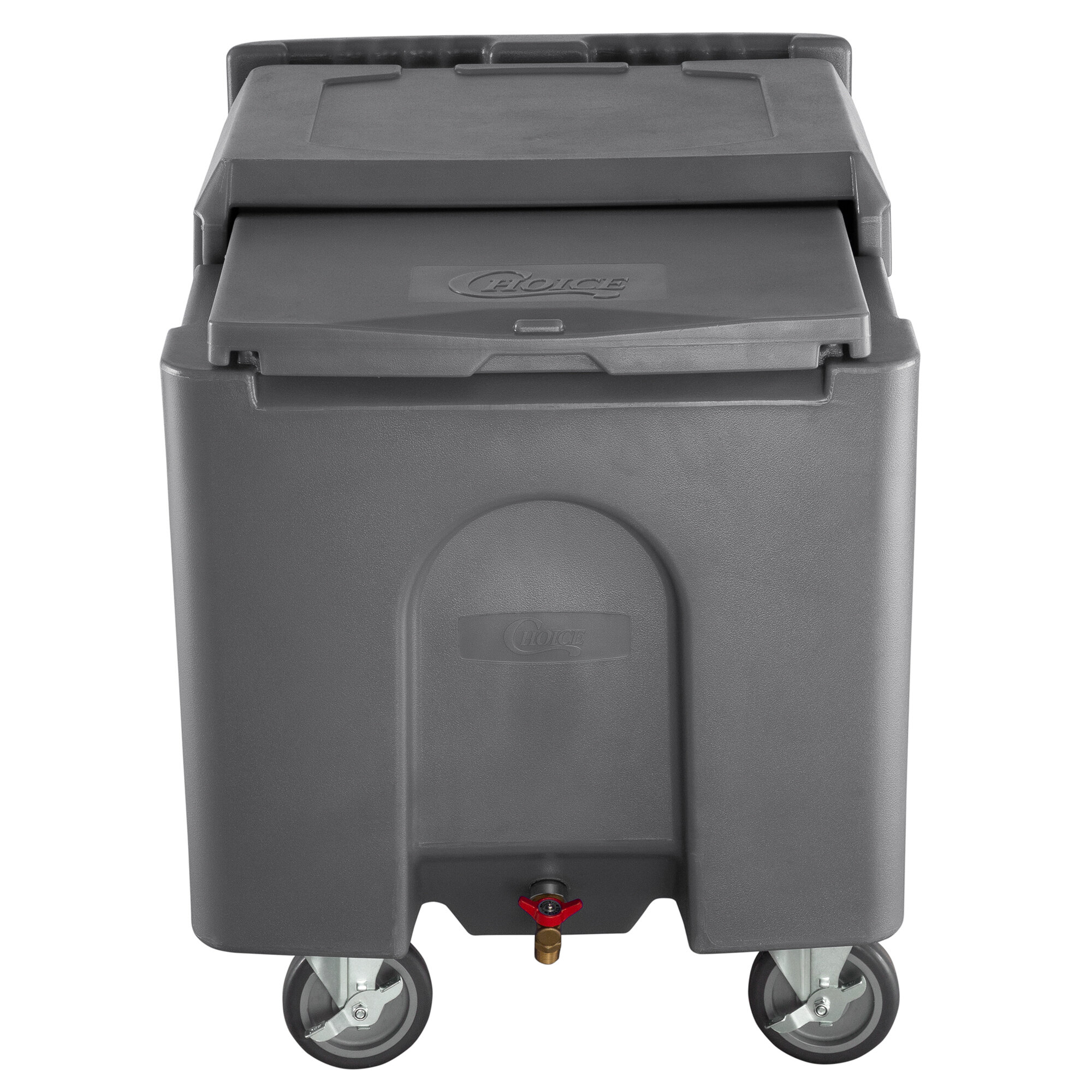 Choice 125 lb. Grey Mobile Ice Bin
