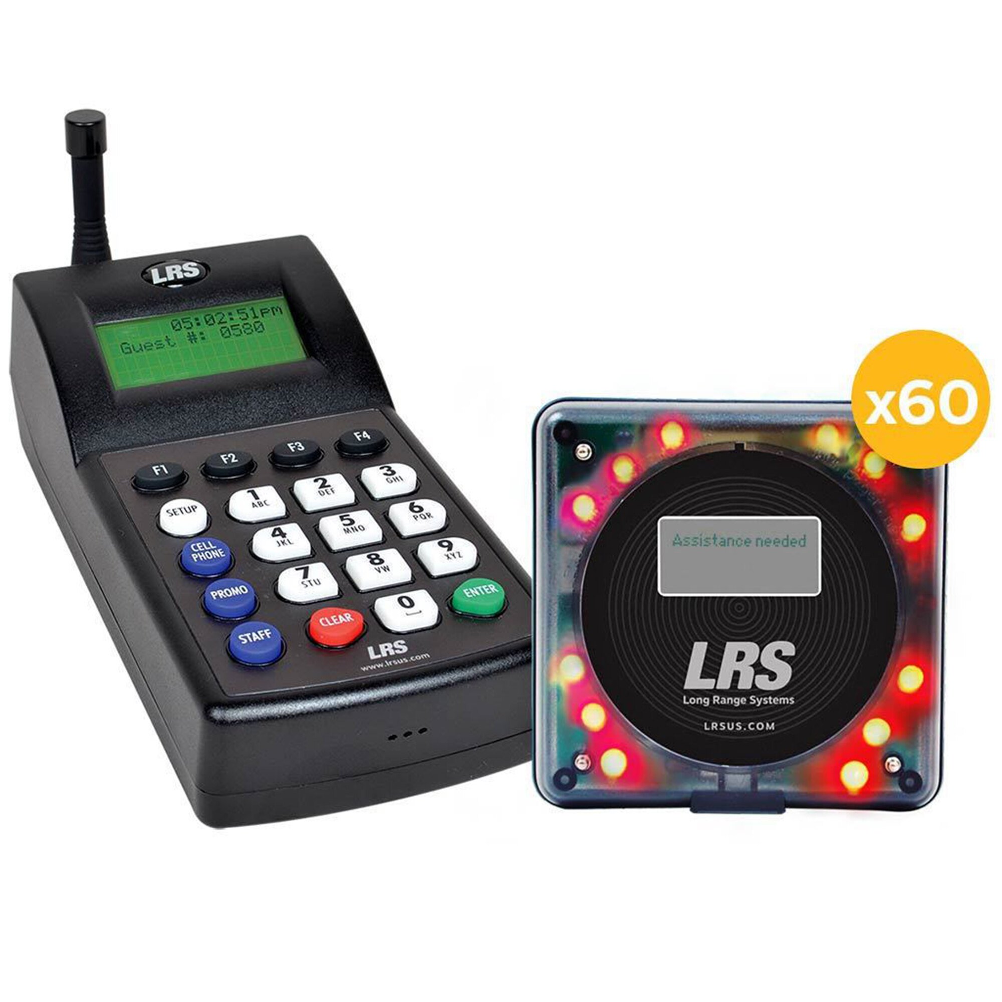 LRS Guest Messaging Paging System 60 Pager Kit with Connect Transmitter