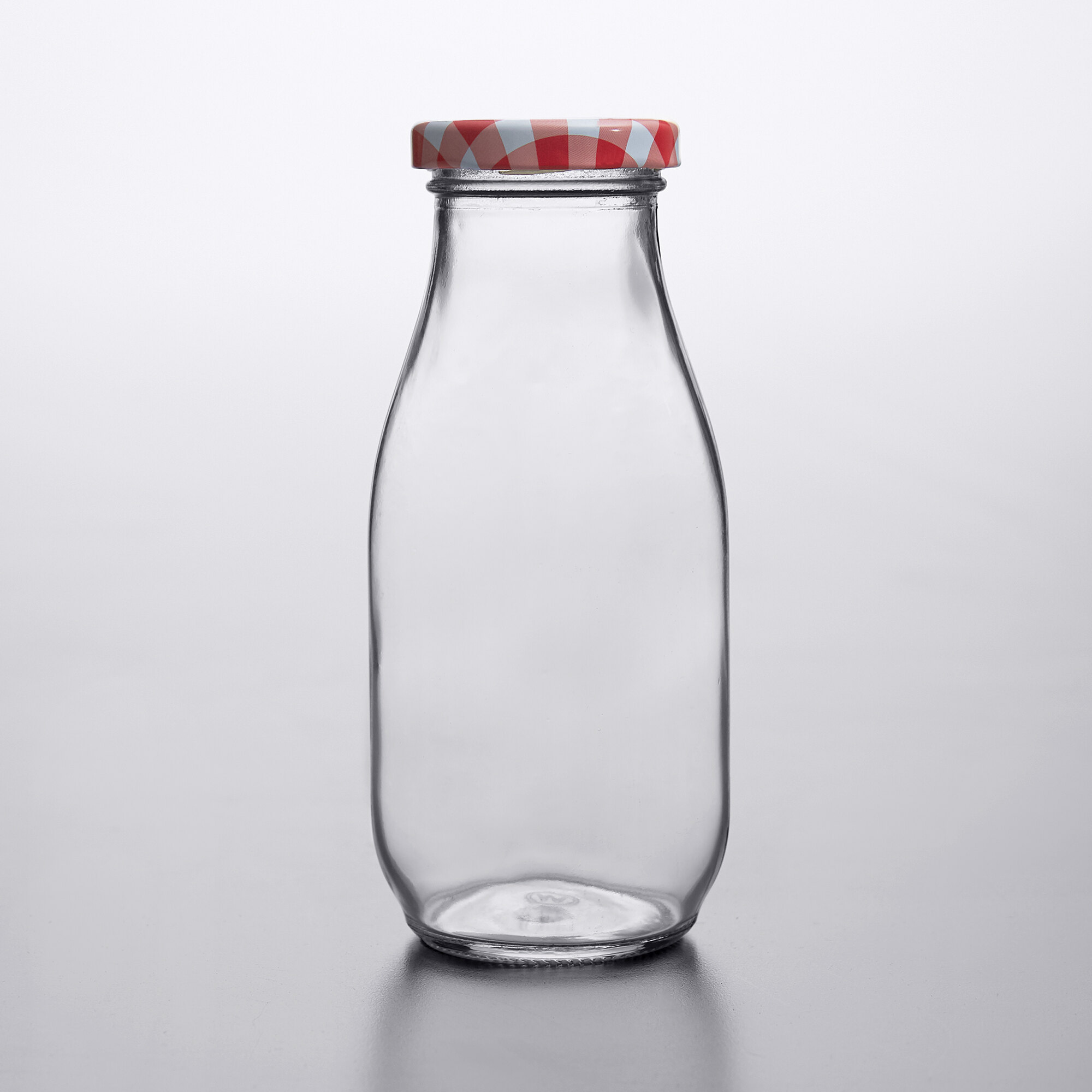 Acopa 10 oz. Glass Milk Bottle with Lid 12/Case