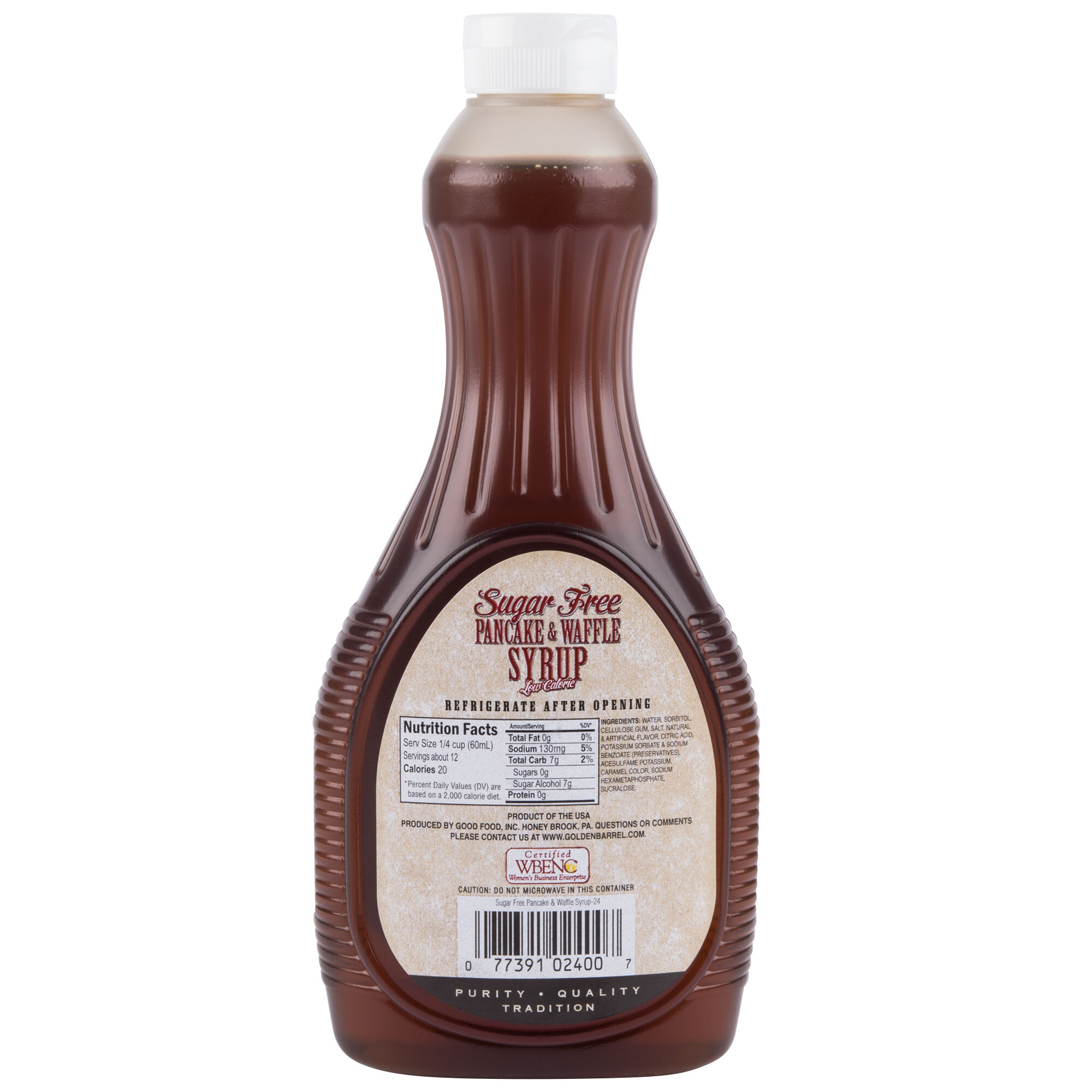 Golden Barrel Sugar Free Pancake and Waffle Syrup 24 oz. Bottle 12/Case