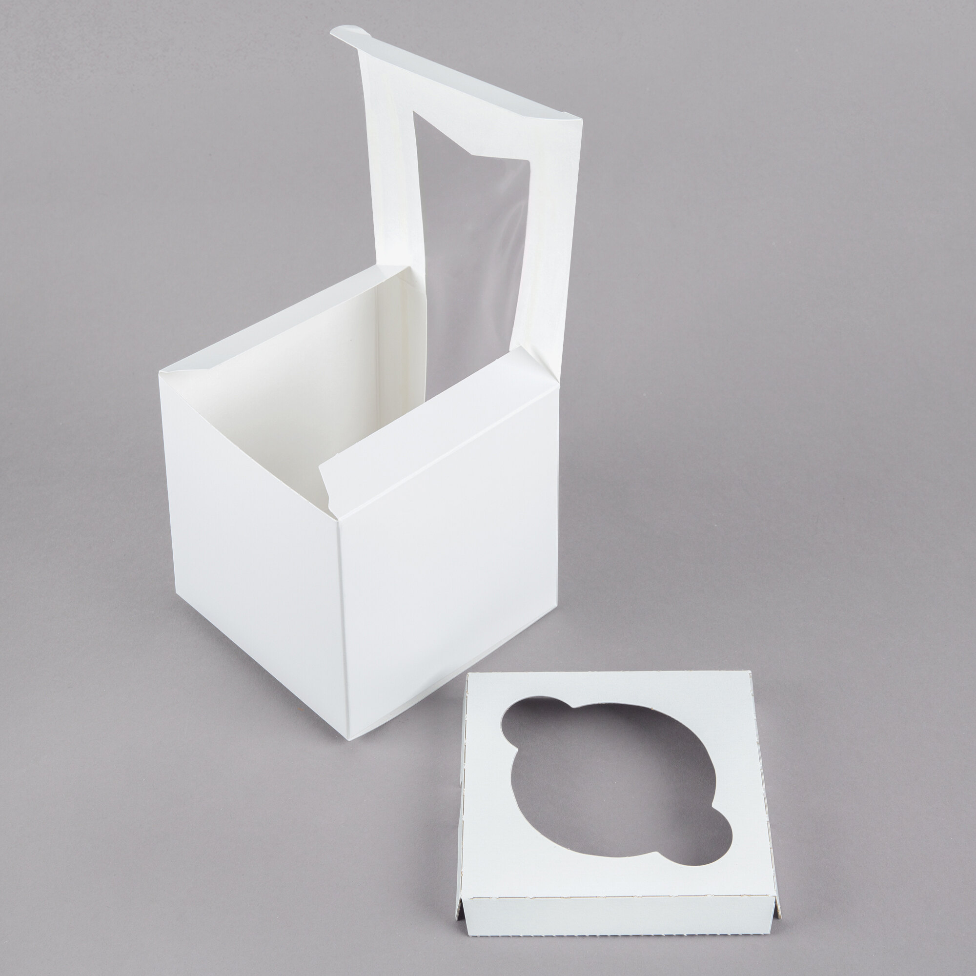 4 1/2" x 4 1/2" x 4 1/2" White Jumbo Window Cupcake / Muffin Box with 1