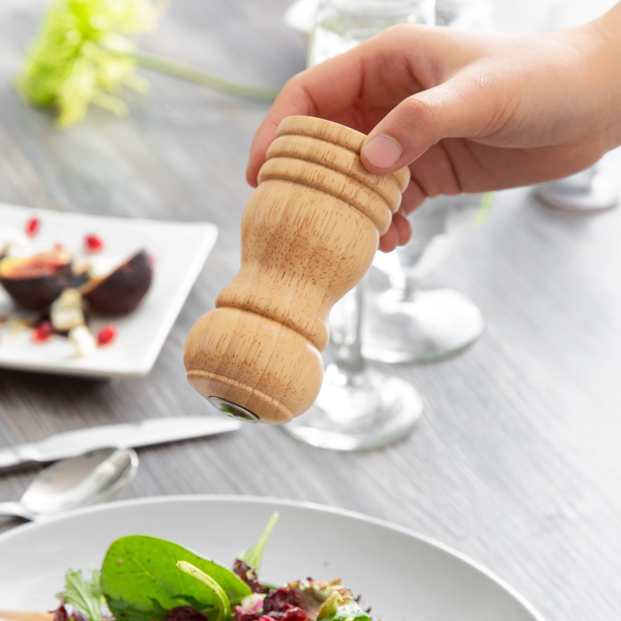 Choice 4" Matte Natural Wooden Salt Shaker