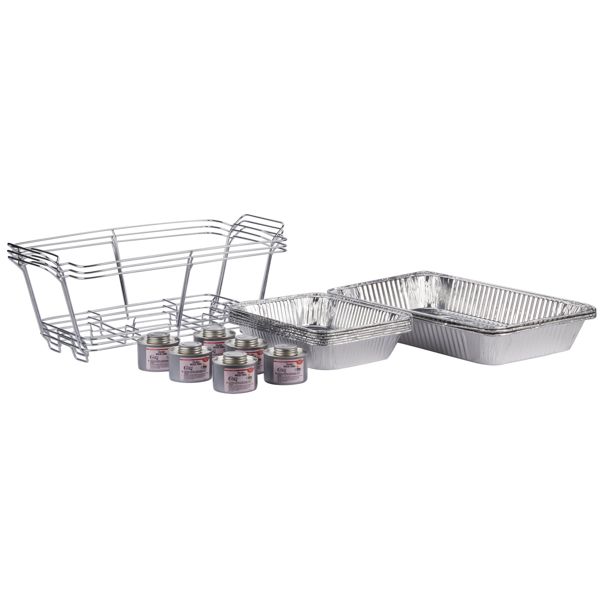 Choice 144 Piece Full Size Disposable Buffet Serving Set / Chafer Dish