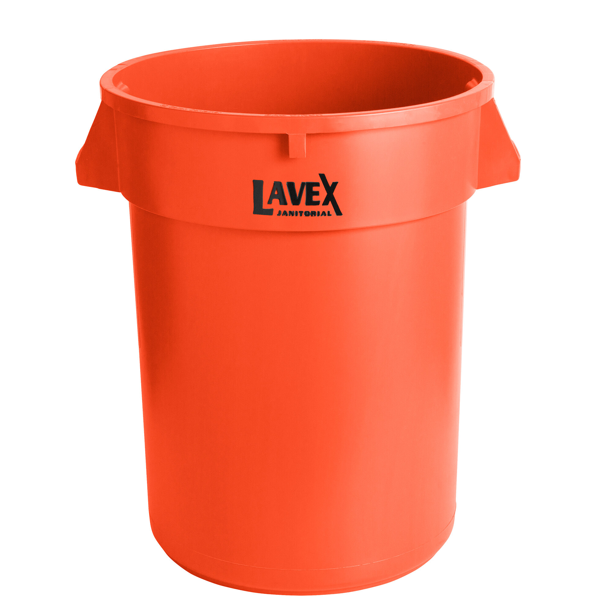 Lavex Janitorial 32 Gallon Orange Round Commercial Trash Can