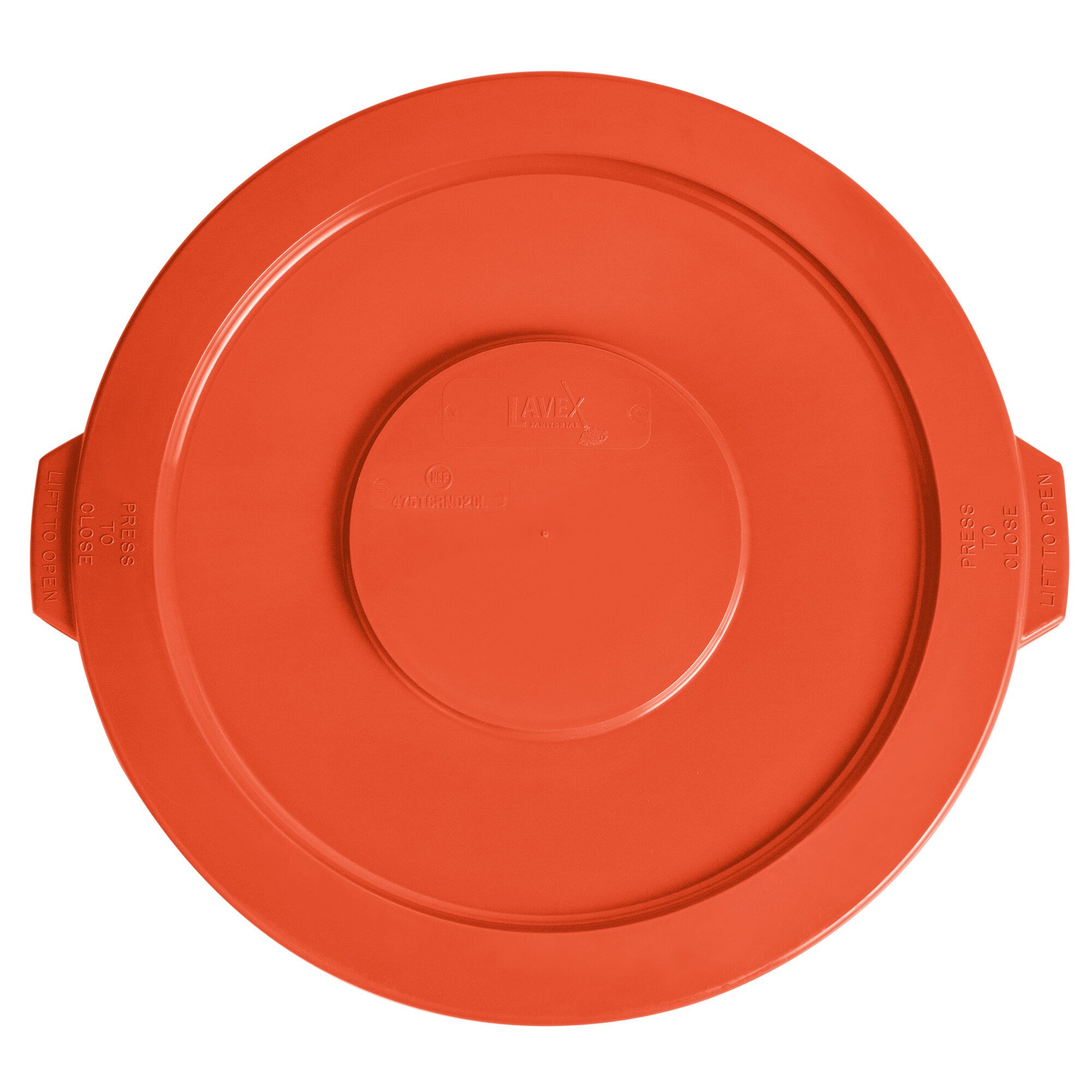 Lavex Janitorial 20 Gallon Orange Round Commercial Trash Can Lid