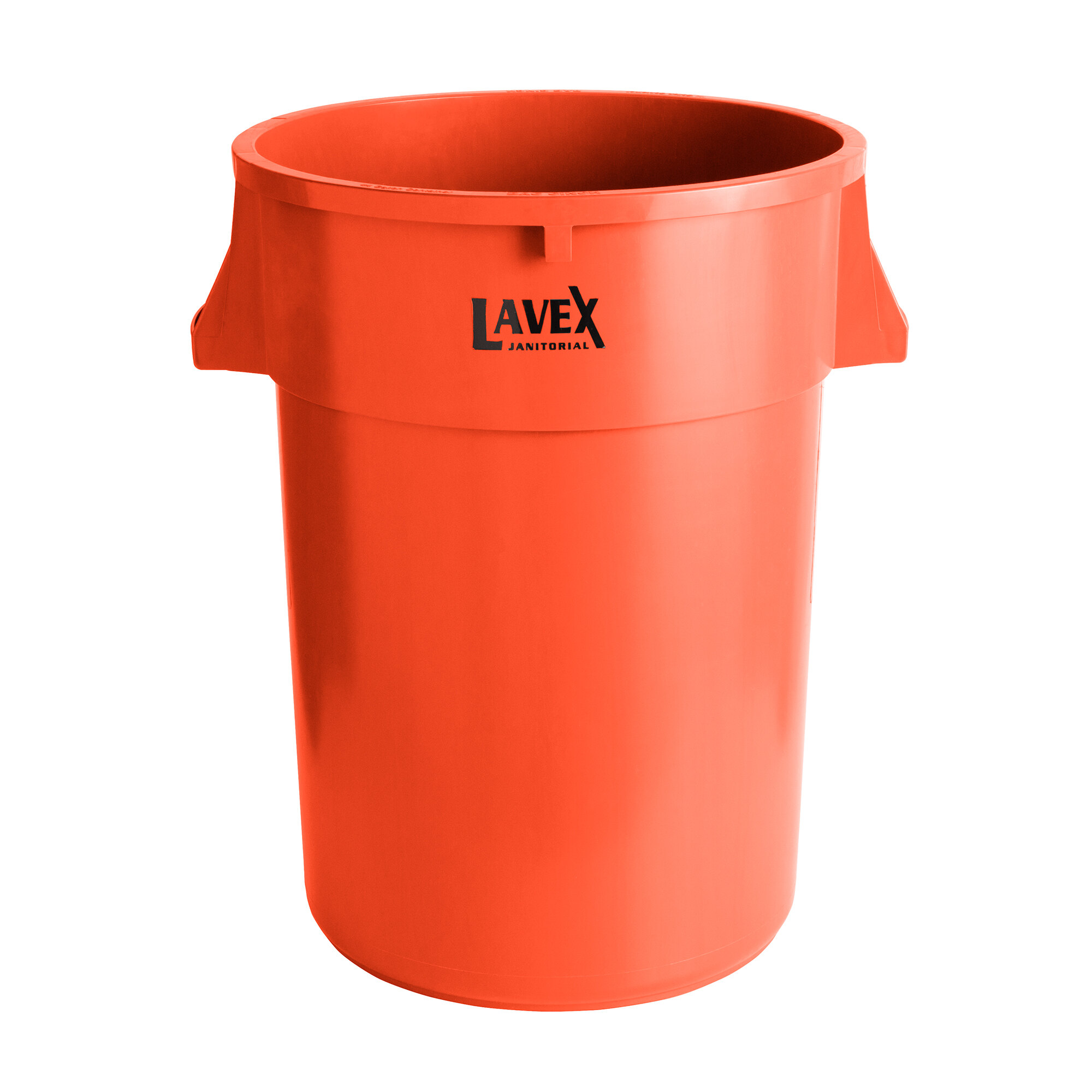 Lavex Janitorial 44 Gallon Orange Round Commercial Trash Can