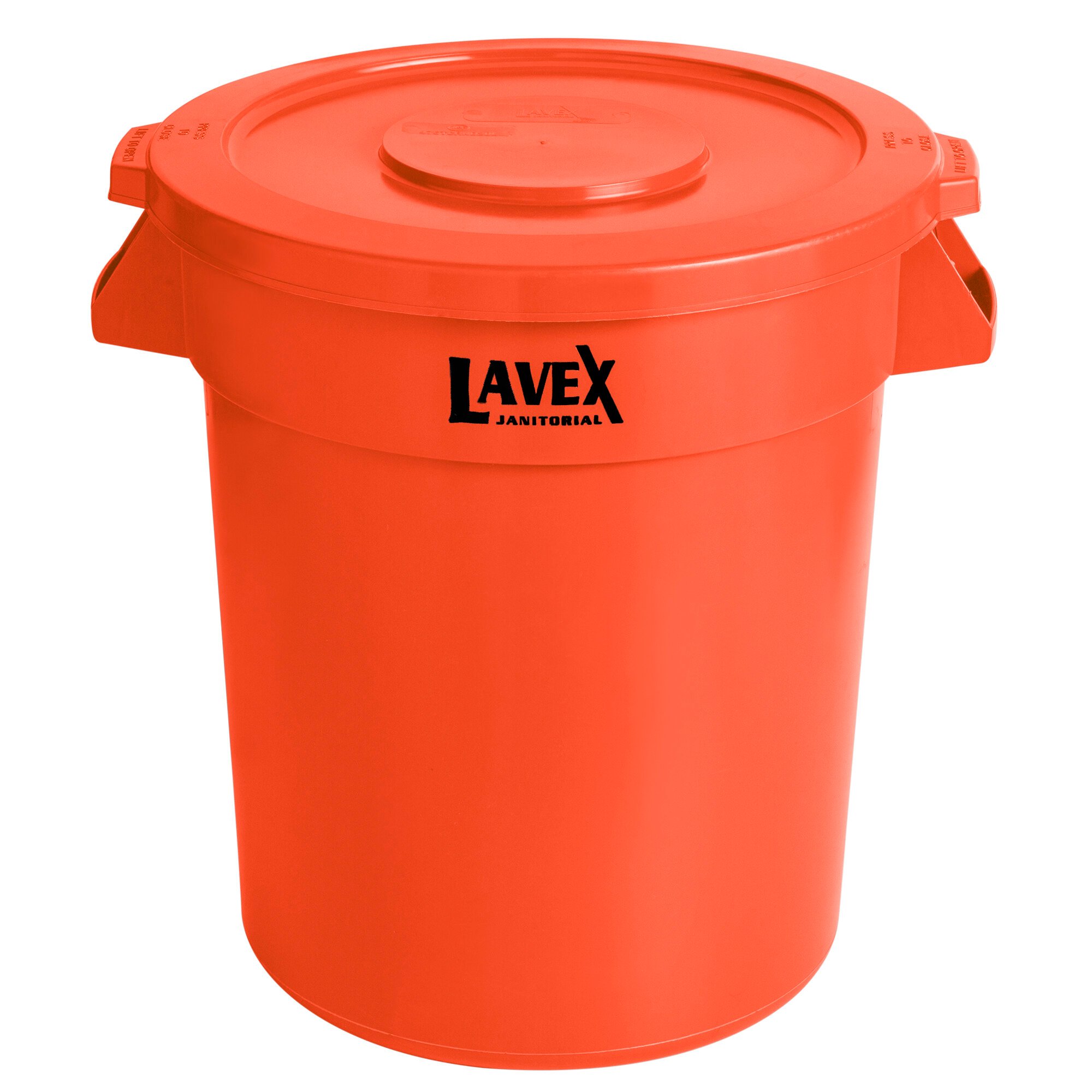 Lavex Janitorial 20 Gallon Orange Round Commercial Trash Can And Lid