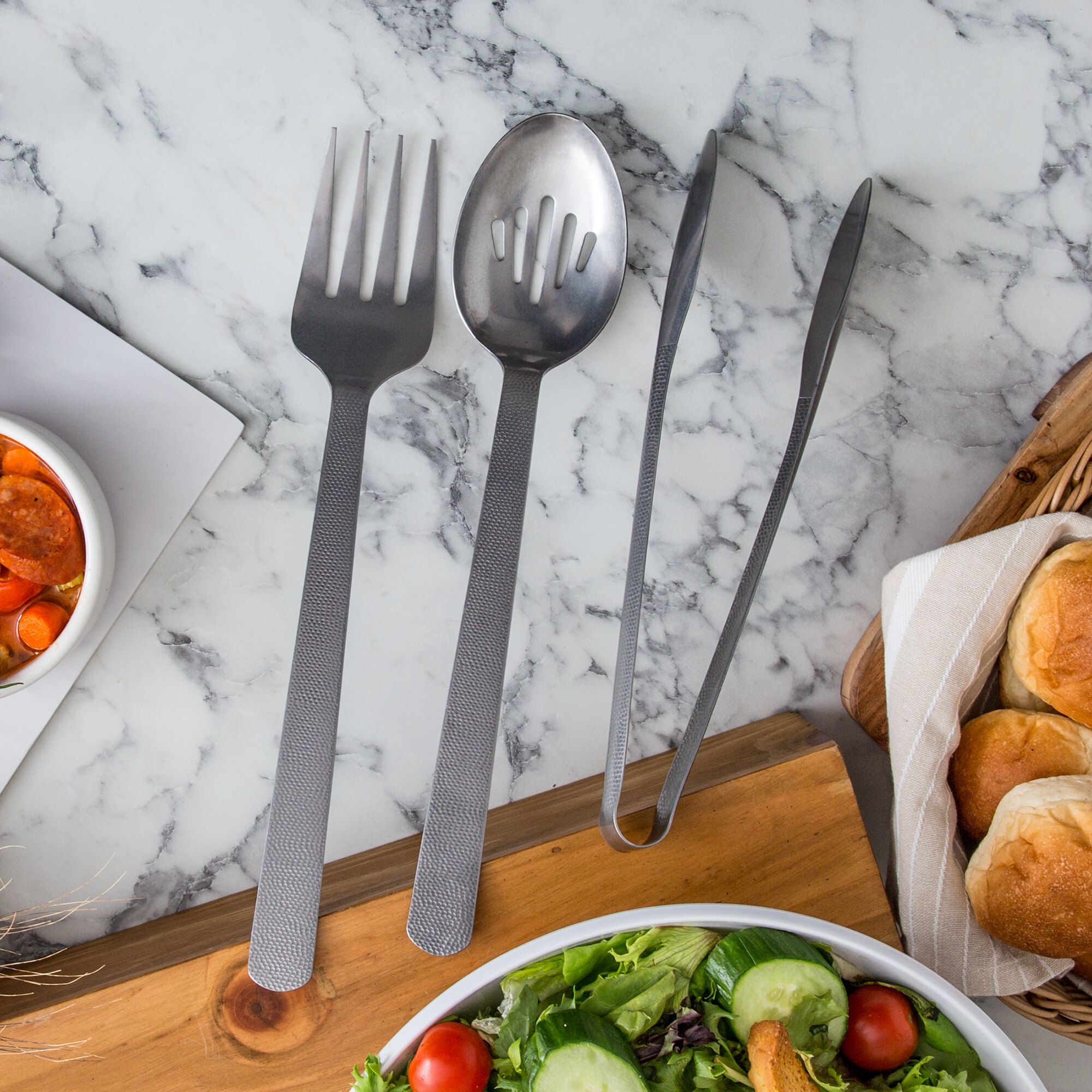 American Metalcraft 3Piece Hammered Stainless Steel Vintage Salad