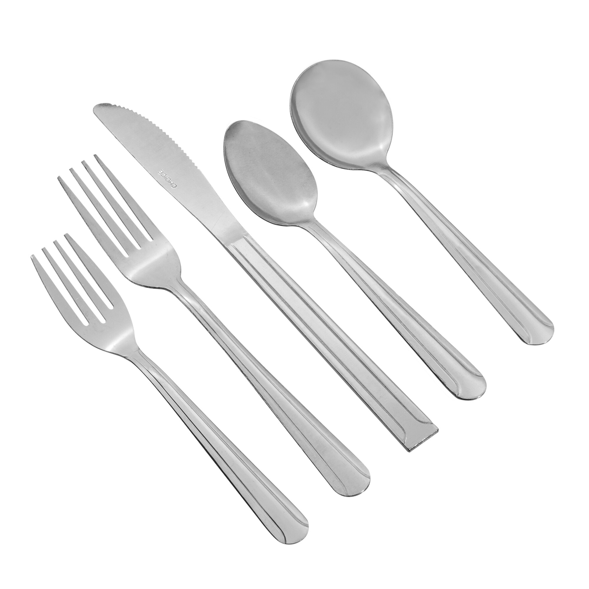 Choice Dominion 18/0 Stainless Steel Flatware Set with Service for 12