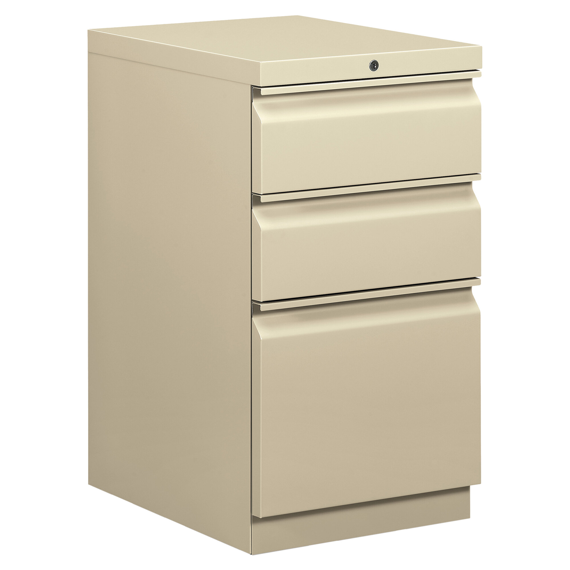 HON HBMP2BL 15" x 20" x 28" Putty Mobile 3 Drawer Pedestal File