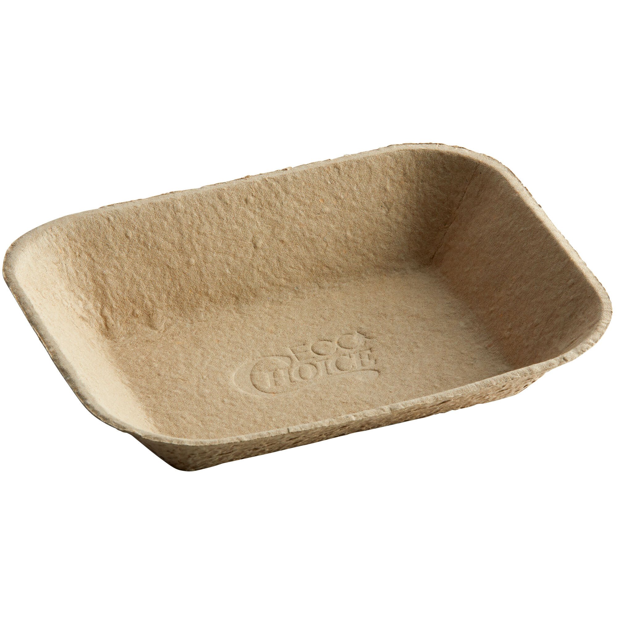 EcoChoice 9" x 7" Molded Fiber / Pulp Rectangular Tray 250/Case