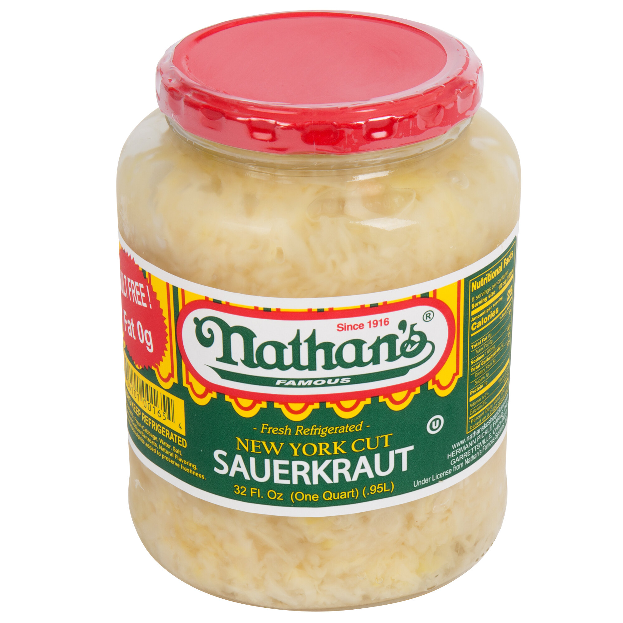 Nathan's Famous 32 oz. New York Fresh Cut Sauerkraut 12/Case