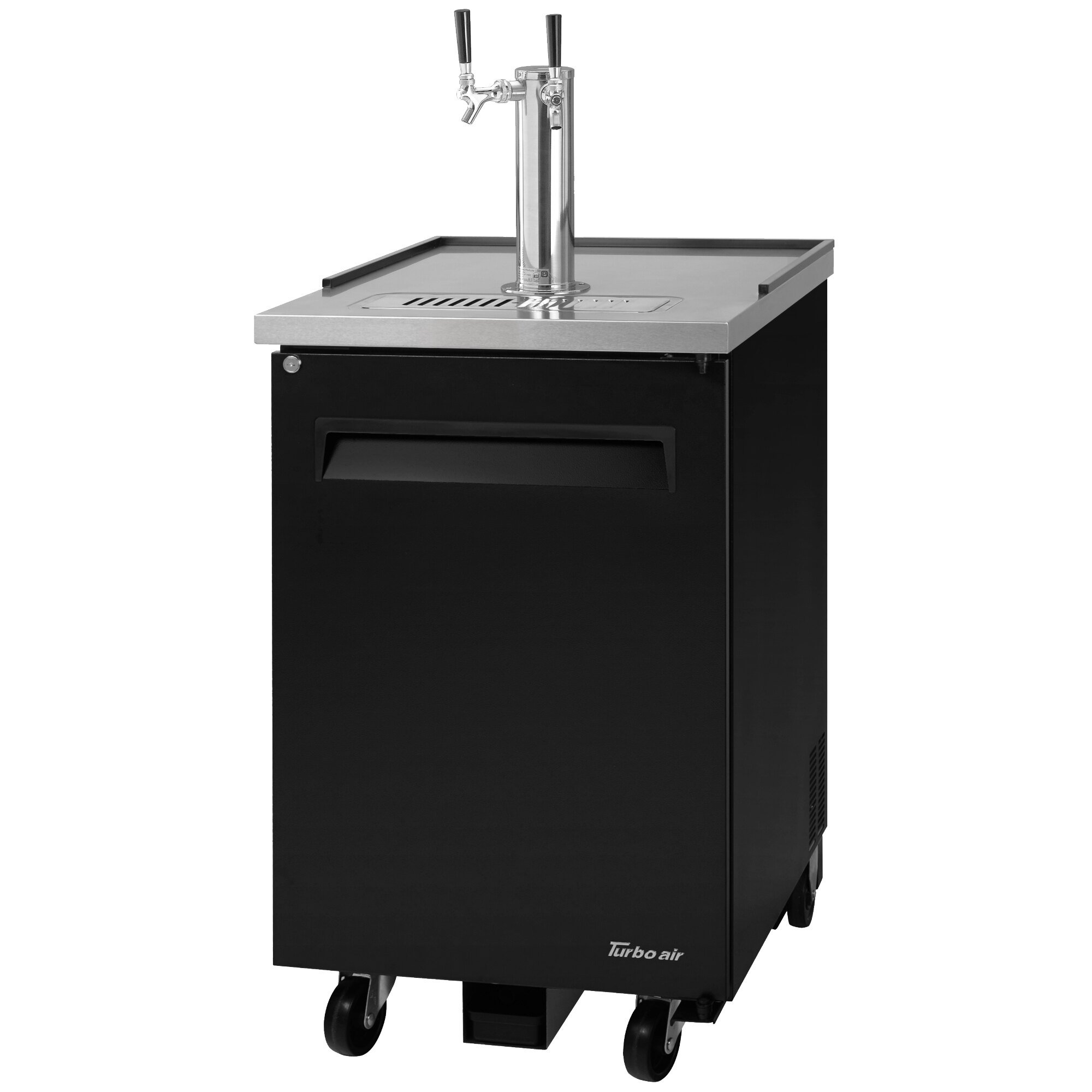 Turbo Air TBD1SB Double Tap Kegerator Beer Dispenser Black, (1) 1/2