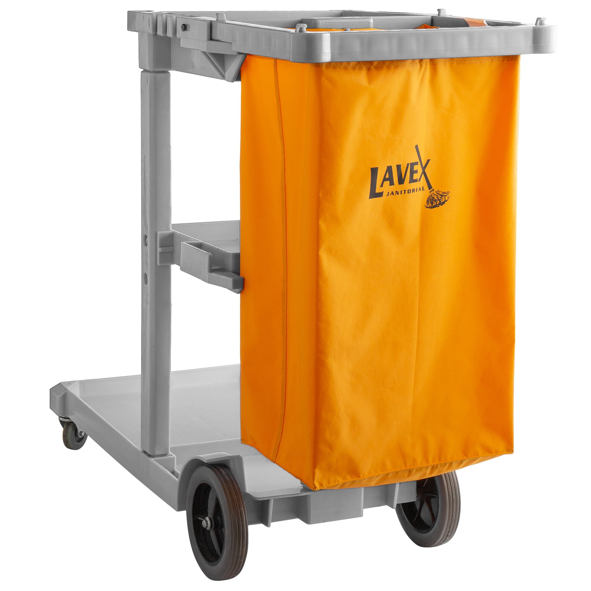 Lavex Janitorial Gray Cleaning Cart / Janitor Cart With 3 Shelves And ...