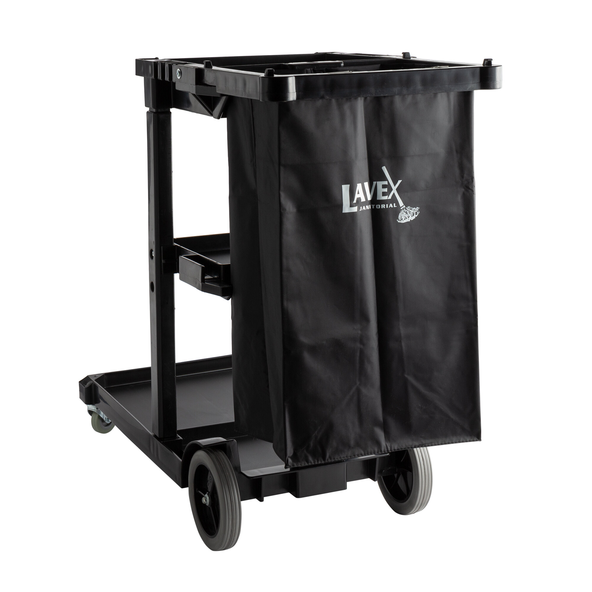 Lavex Janitorial Black Cleaning Cart / Janitor Cart With 3 Shelves And ...