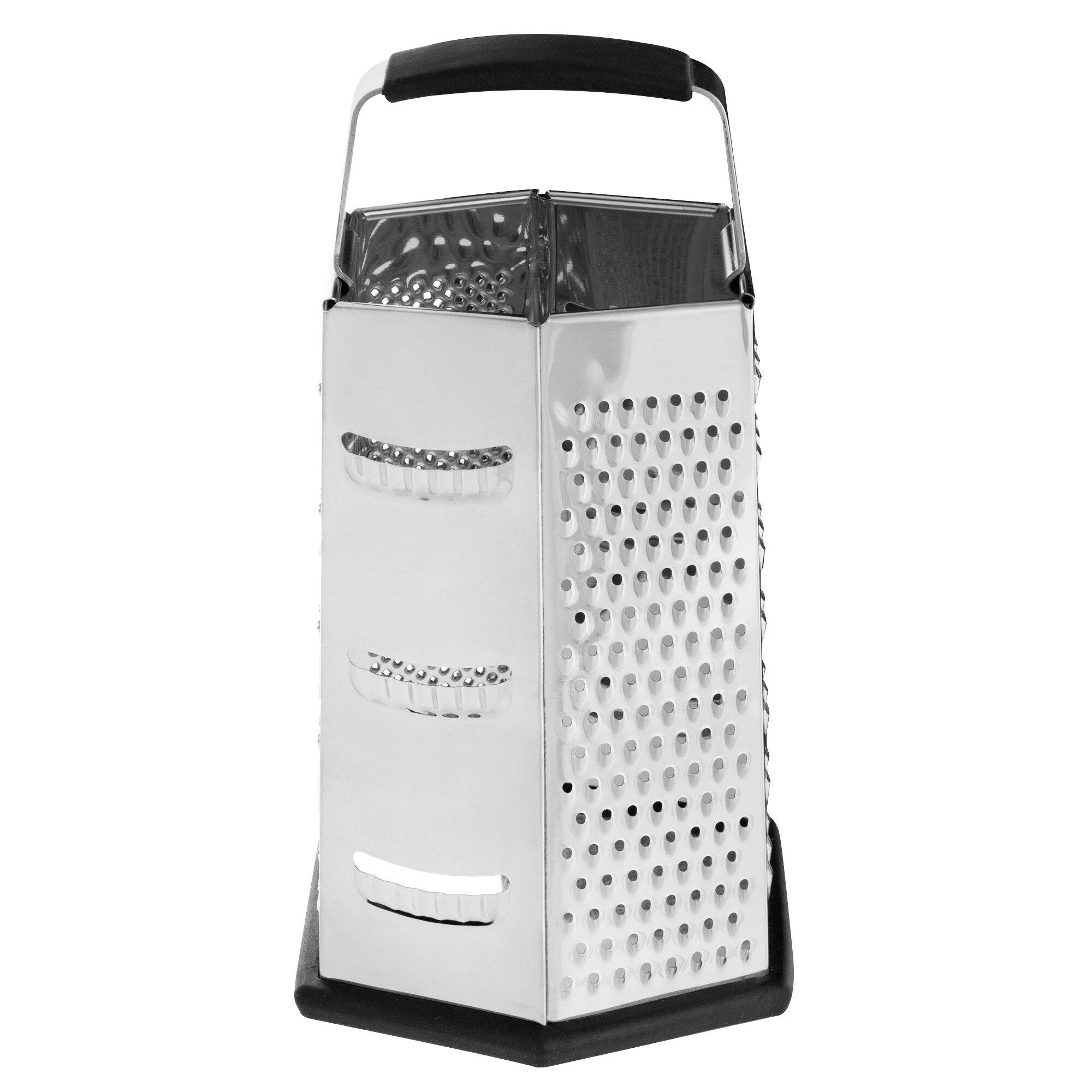 Choice 9 1/2" 6Sided Stainless Steel Box Grater with Soft Grip