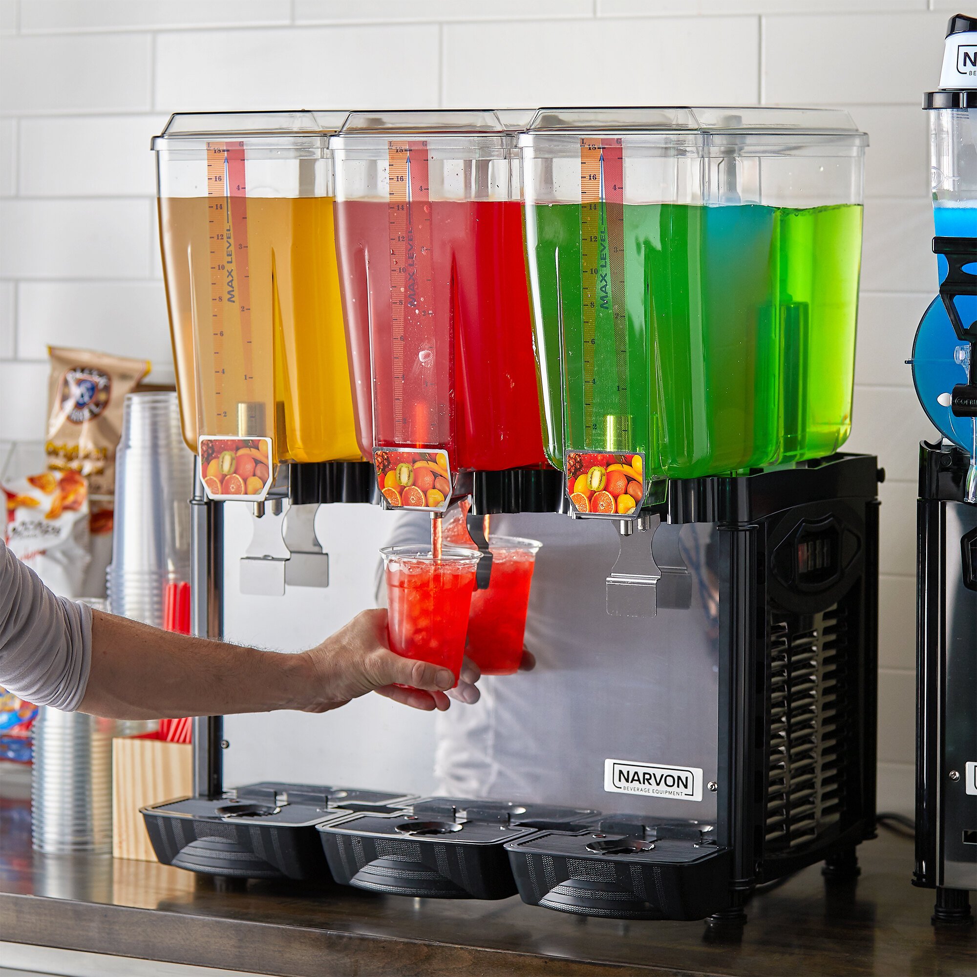 Narvon D5G3 Triple 5 Gallon Bowl Refrigerated Beverage Dispenser 120V, UL