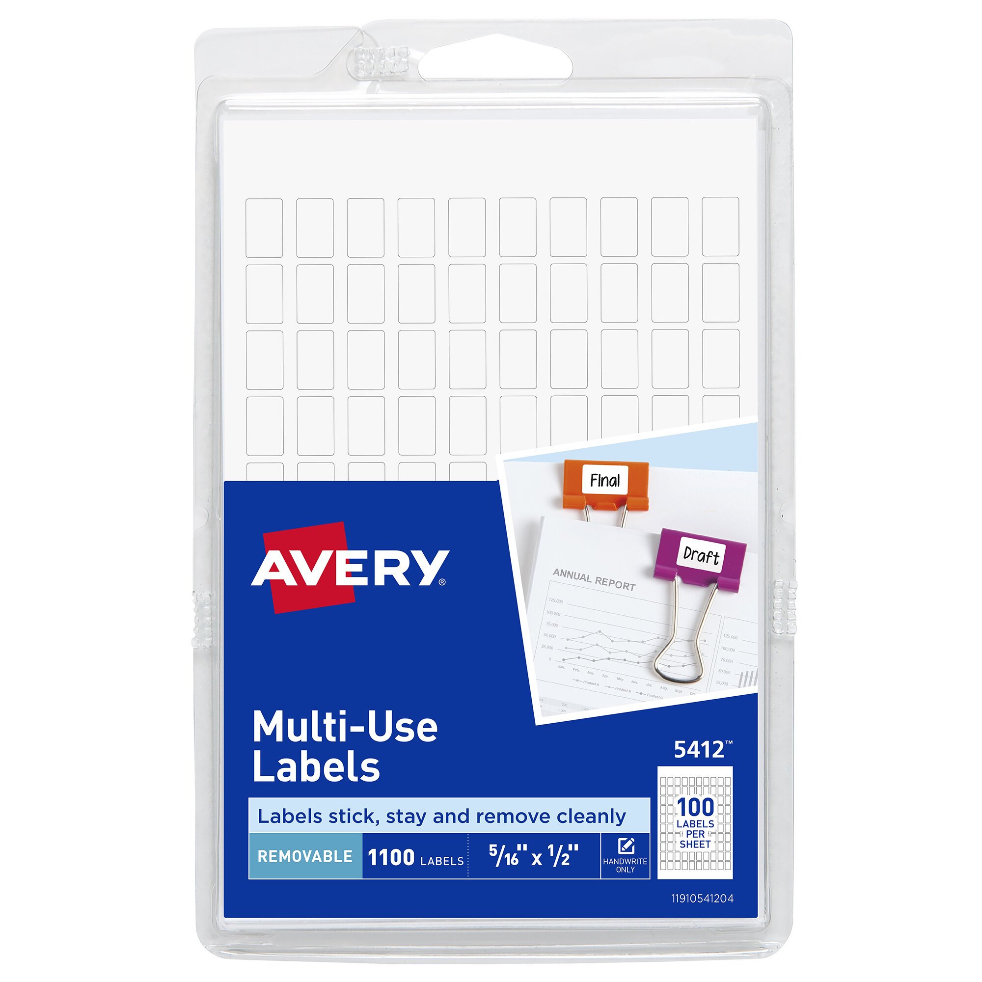 Avery X White Rectangle Removable Multi Use Labels