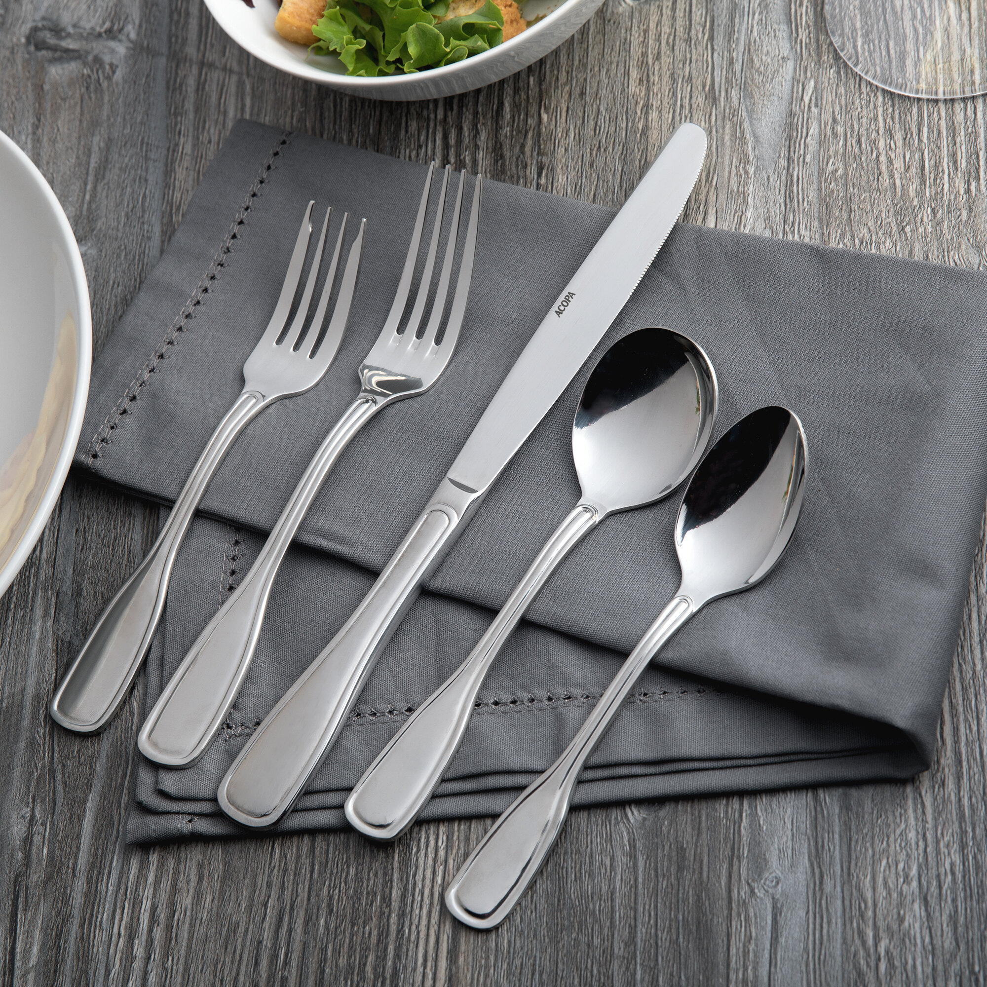 Acopa Scottdale 18/8 Stainless Steel Extra Heavy Weight Flatware Set