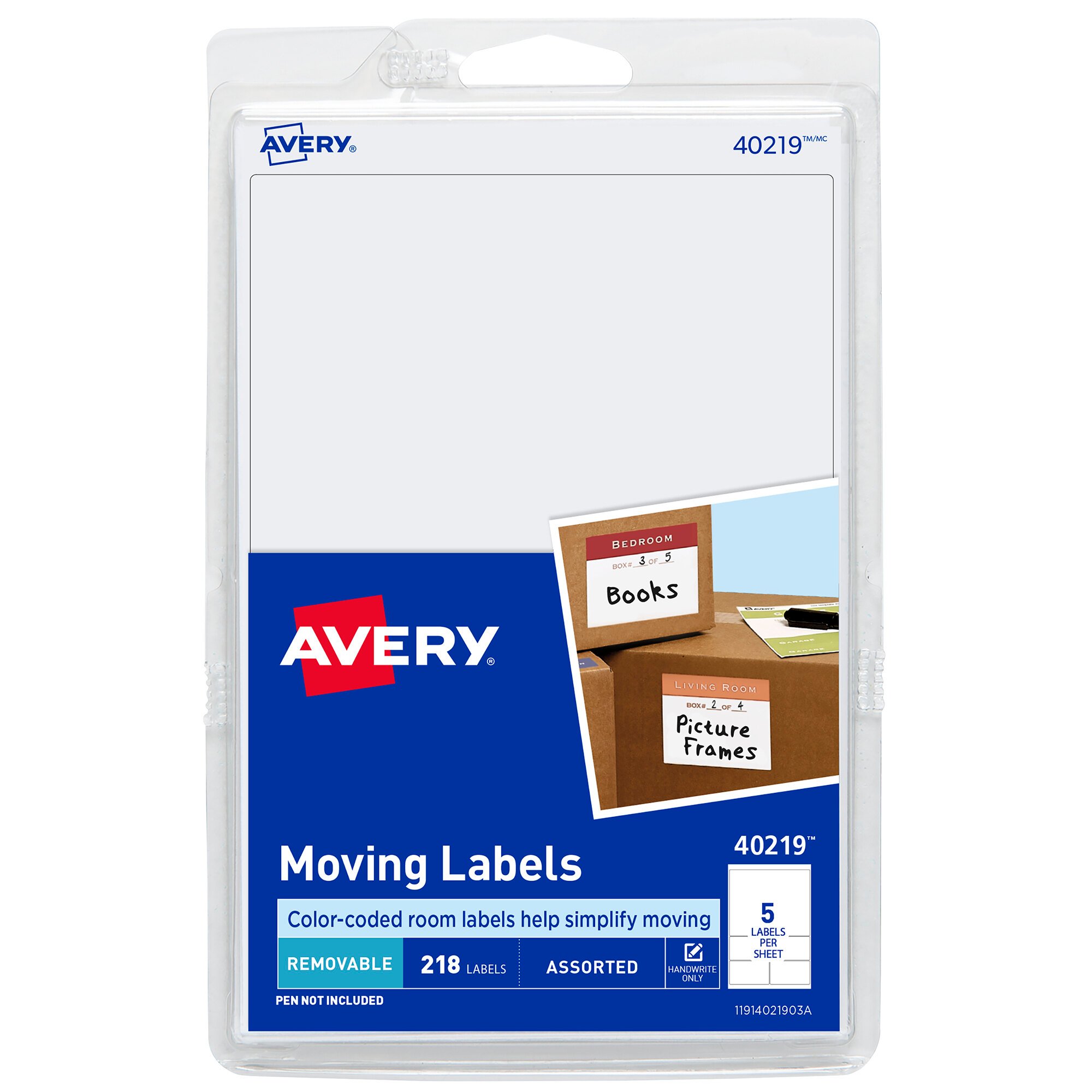 Avery 40219 Assorted Shape and Size White Removable Moving Labels - 250 ...