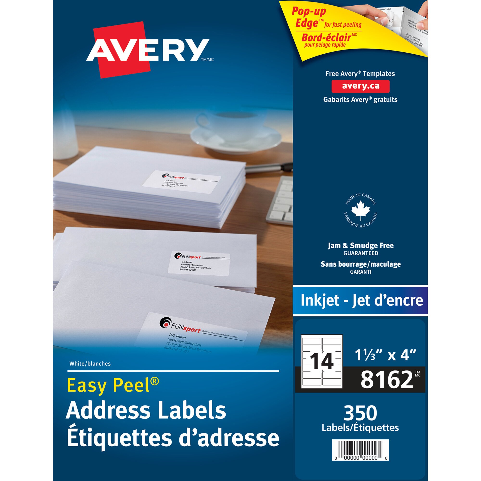 Avery 08162 Easy Peel 1 1 3 X 4 White Mailing Address Labels 350 Pack