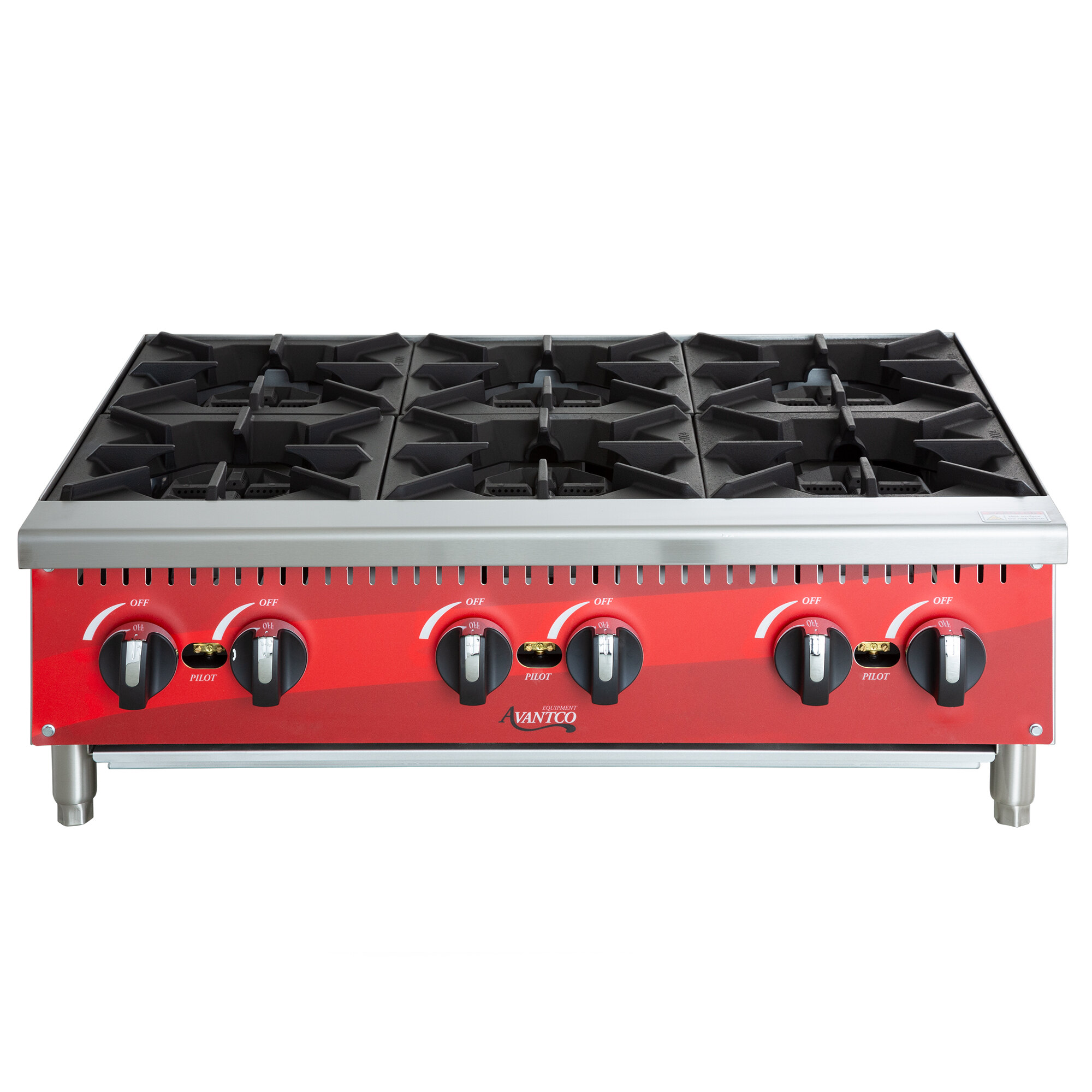 Avantco RA636 36" 6 Burner Gas Countertop Range 150,000 BTU
